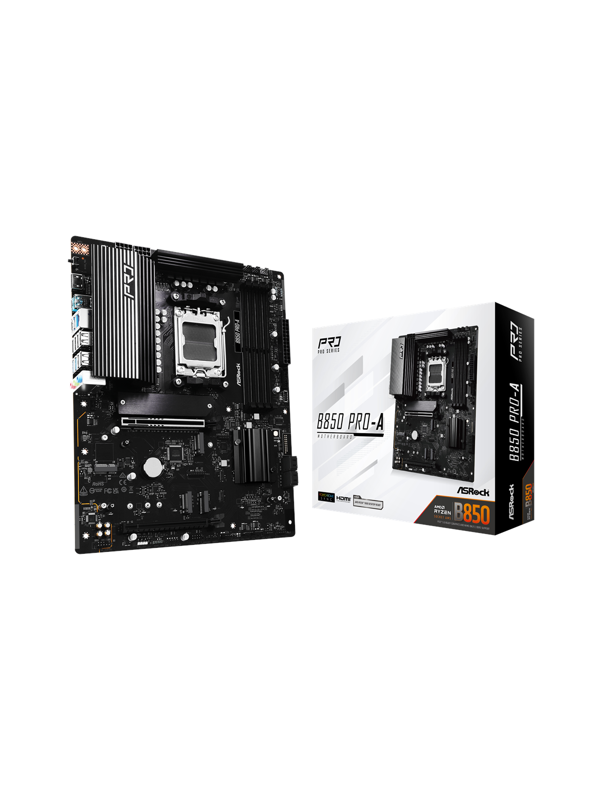 ASRock B850 Pro-A Bundkort - AMD B850 - AMD AM5 socket - DDR5 RAM - ATX
