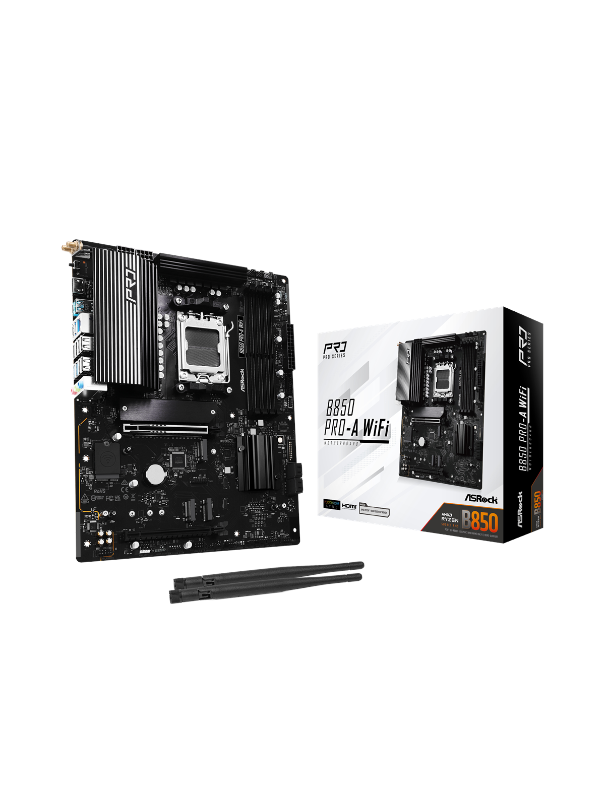 ASRock B850 Pro-A WiFi Bundkort - AMD B850 - AMD AM5 socket - DDR5 RAM - ATX
