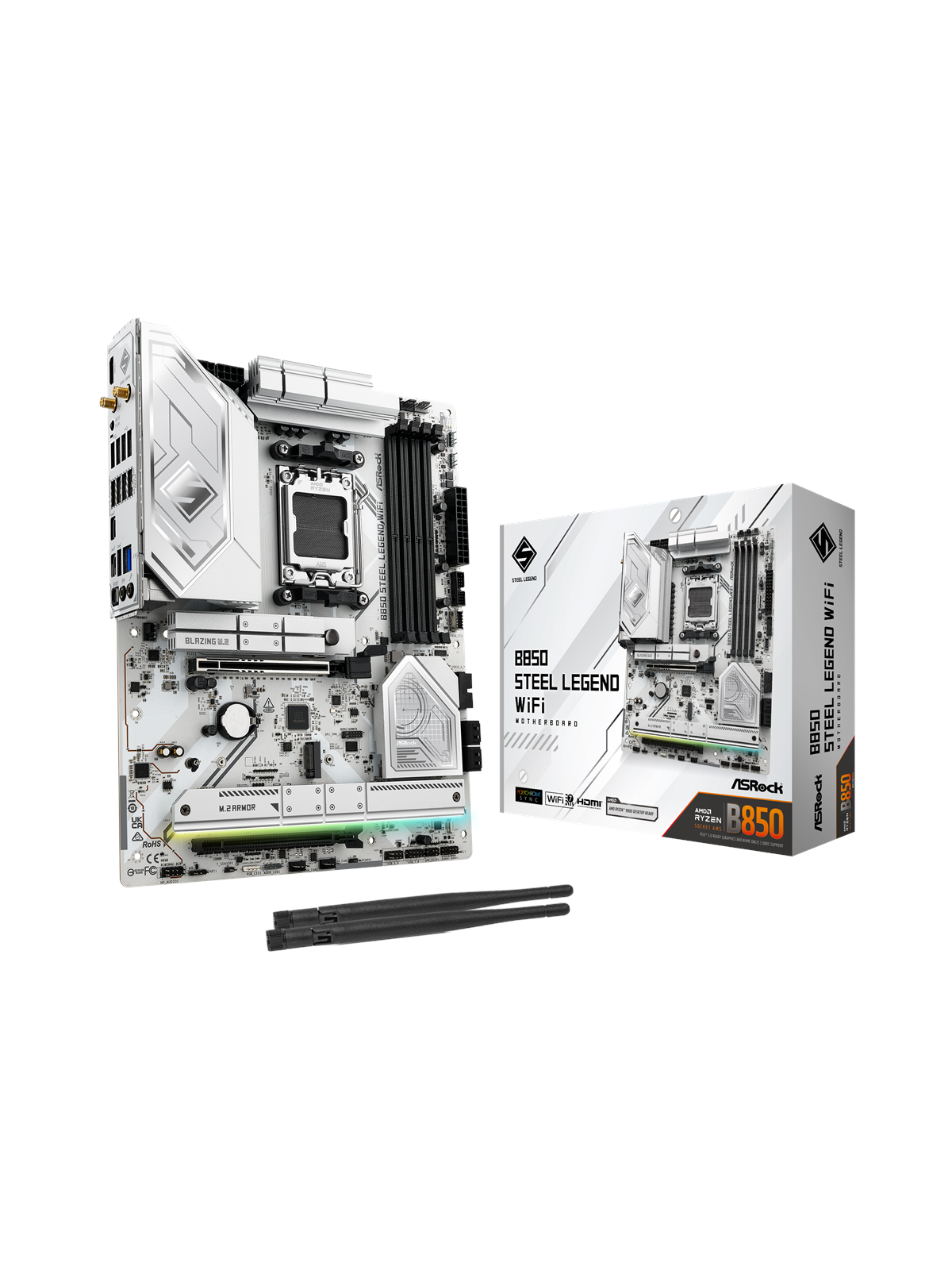 ASRock B850 Steel Legend WiFi Bundkort - AMD B850 - AMD AM5 socket - DDR5 RAM - ATX