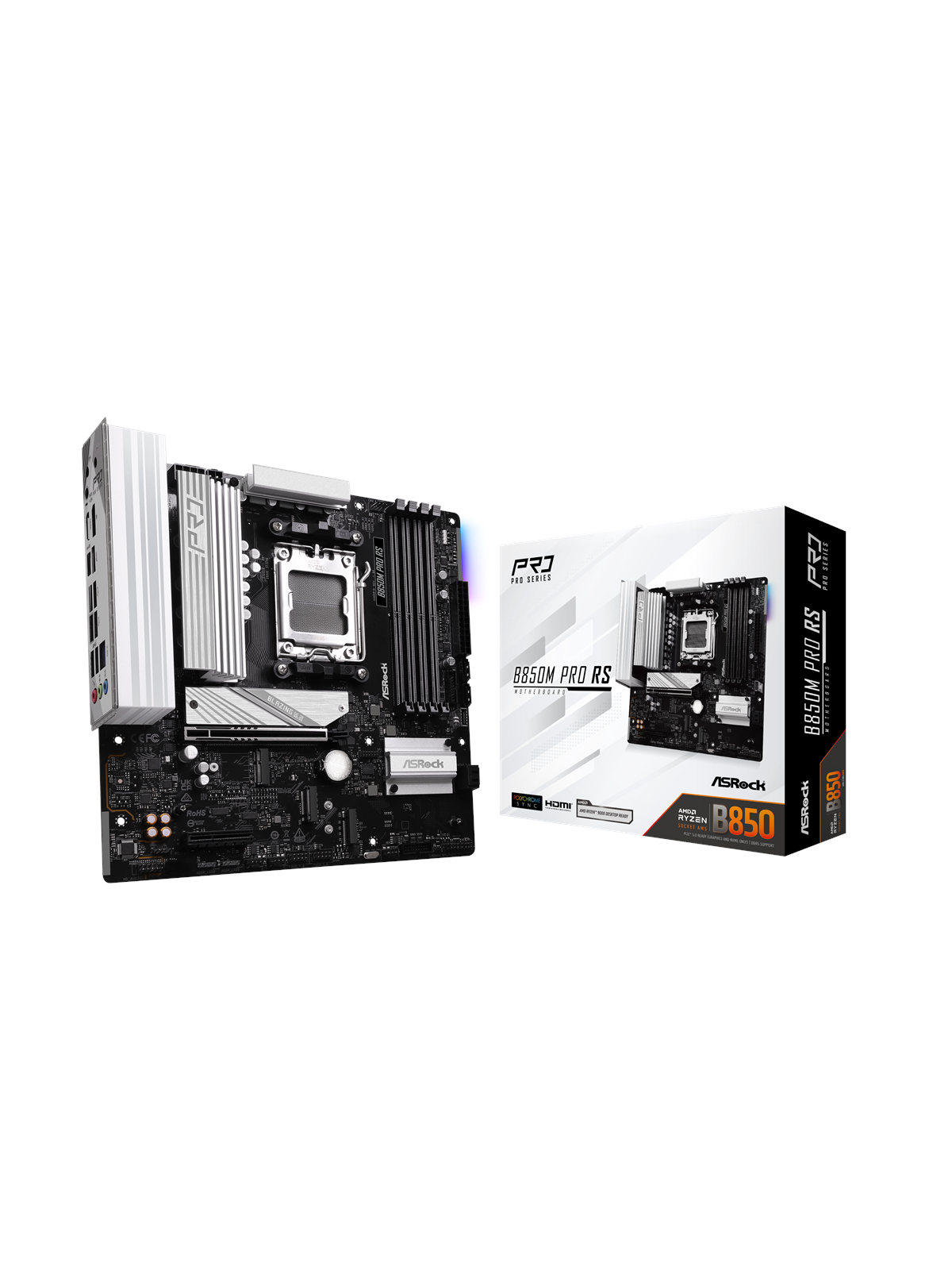 ASRock B850M Pro RS Bundkort - AMD B850 - AMD AM5 socket - DDR5 RAM - Micro-ATX