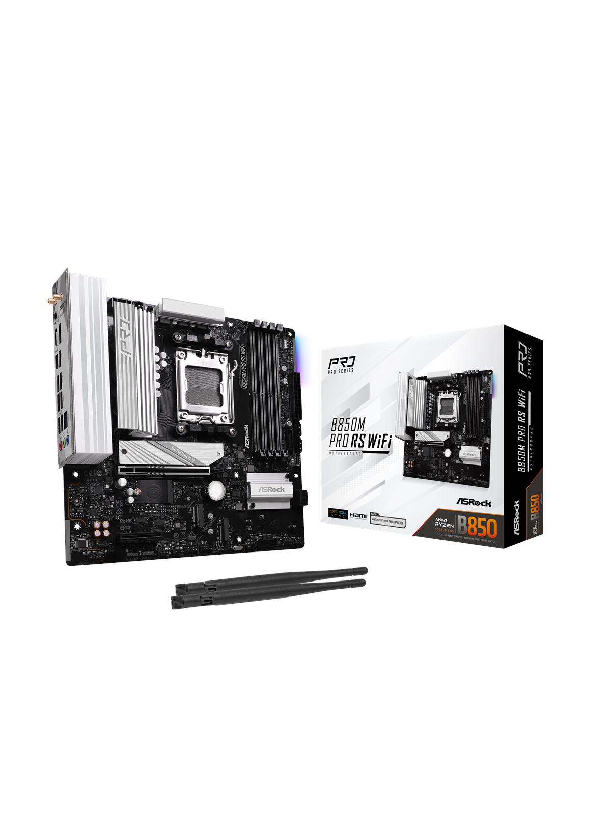 ASRock B850M Pro RS WiFi Bundkort - AMD B850 - AMD AM5 socket - DDR5 RAM - Micro-ATX