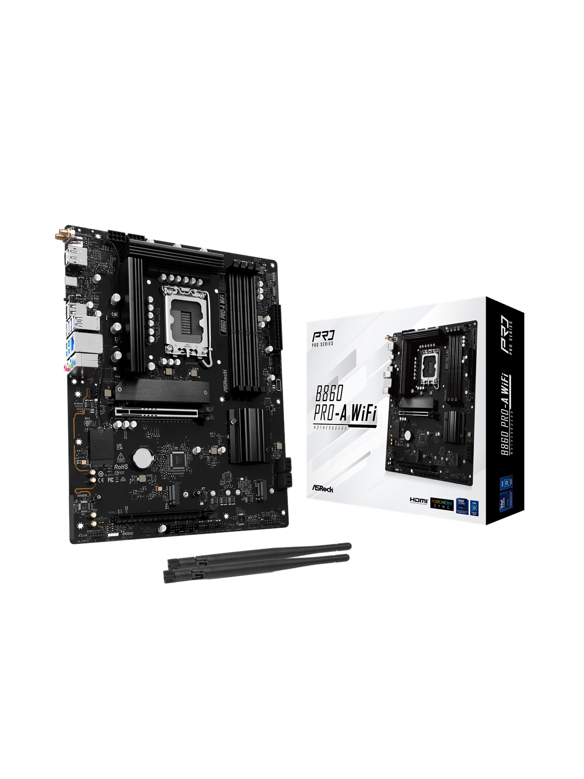 ASRock B860 Pro-A WiFi Bundkort - Intel B860 - Intel LGA1851 socket - DDR5 RAM - ATX