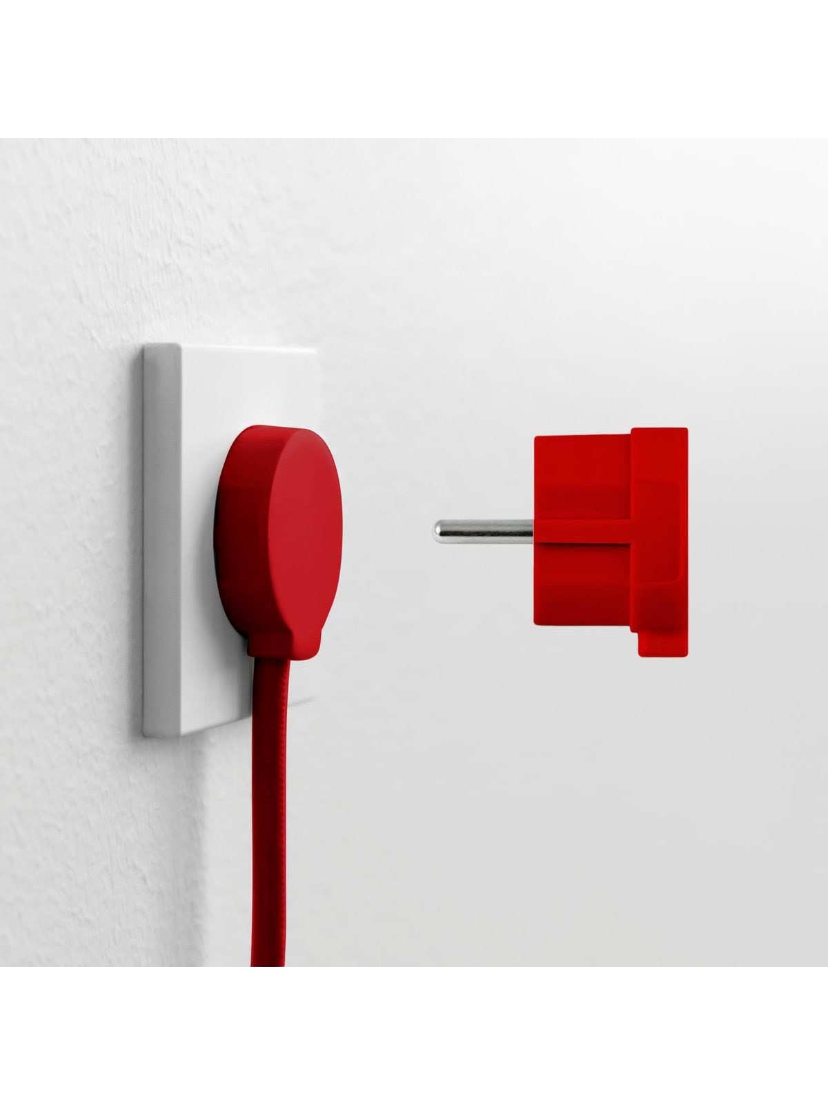 NORM F Stikprop, Mat Rød (Schuko standard), Afbrydermateriel