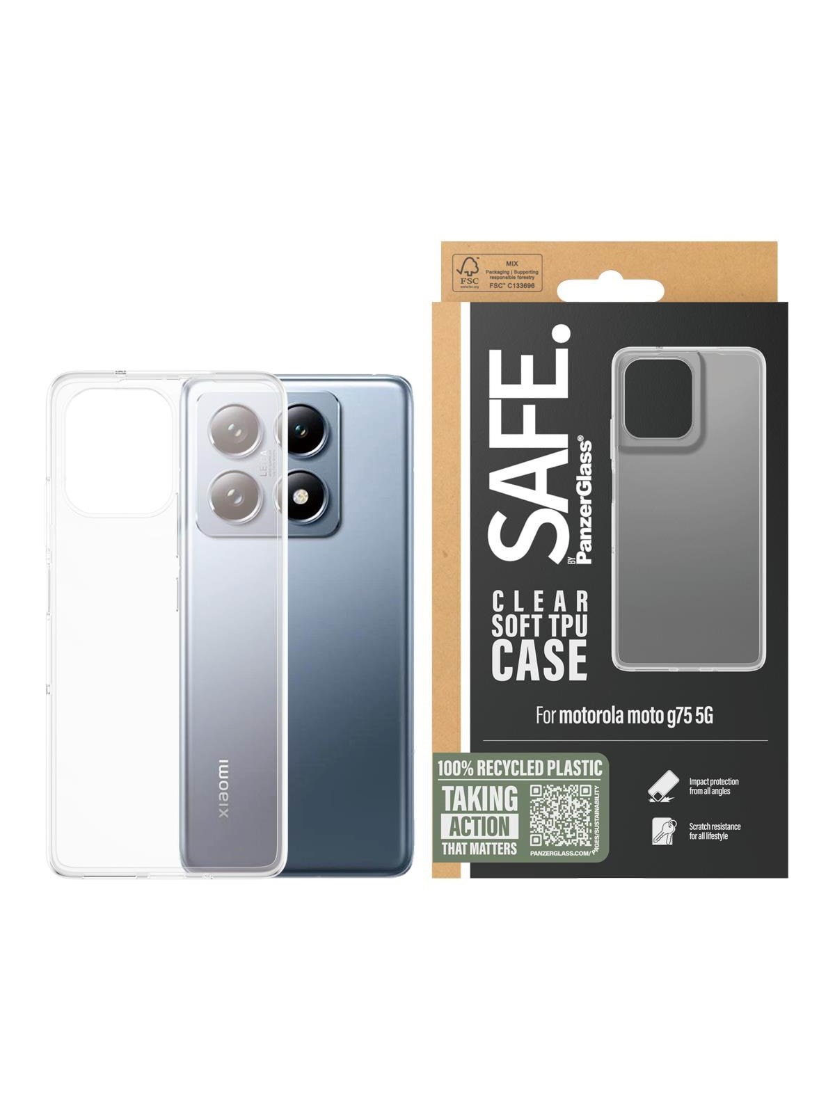 SAFE. by PanzerGlass TPU Case Transparent Moto G75 5G | Ultra-Wide Fit, Mobilcover