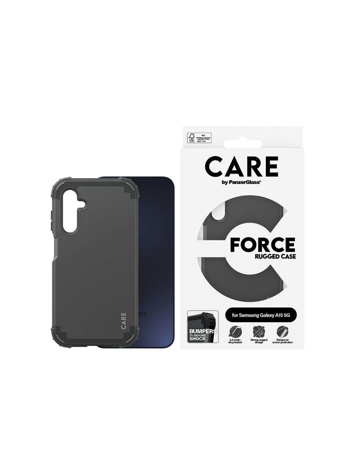CARE by PanzerGlass Fashionable Case Black FORCE Samsung Galaxy A15 5G, Mobilcover