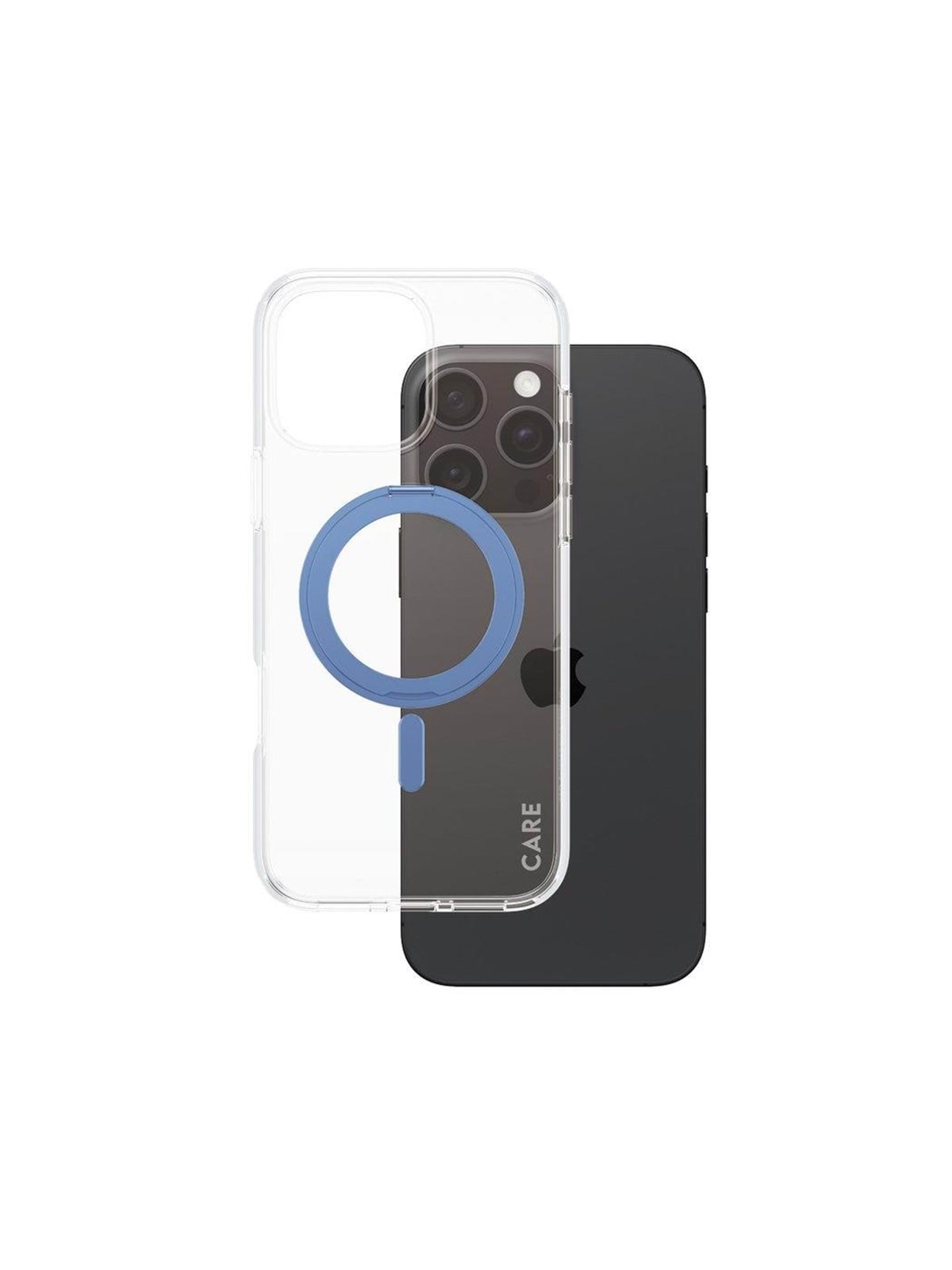 CARE by PanzerGlass Feature Case Transparent w. Blue Kickstand & MagSafe iPhone 16 Pro Max