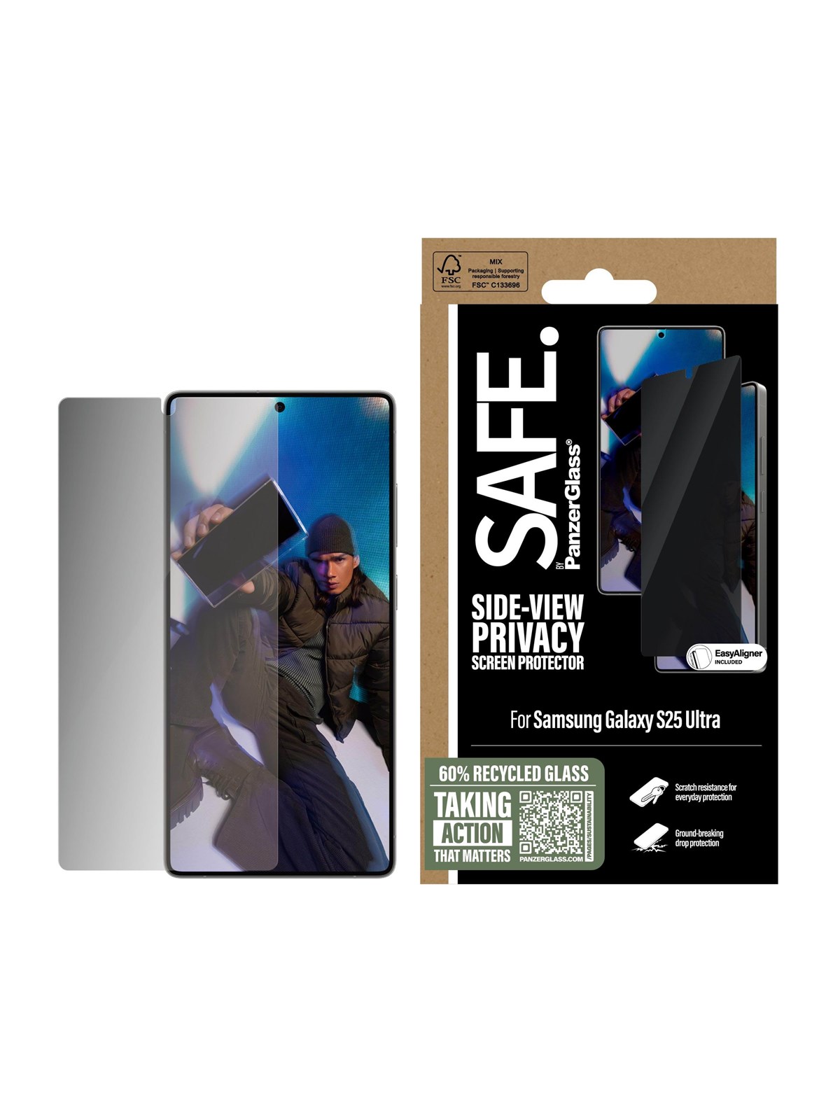 SAFE by PanzerGlass Privacy Screen Protector Samsung Galaxy S25 Ultra | Ultra-Wide Fit