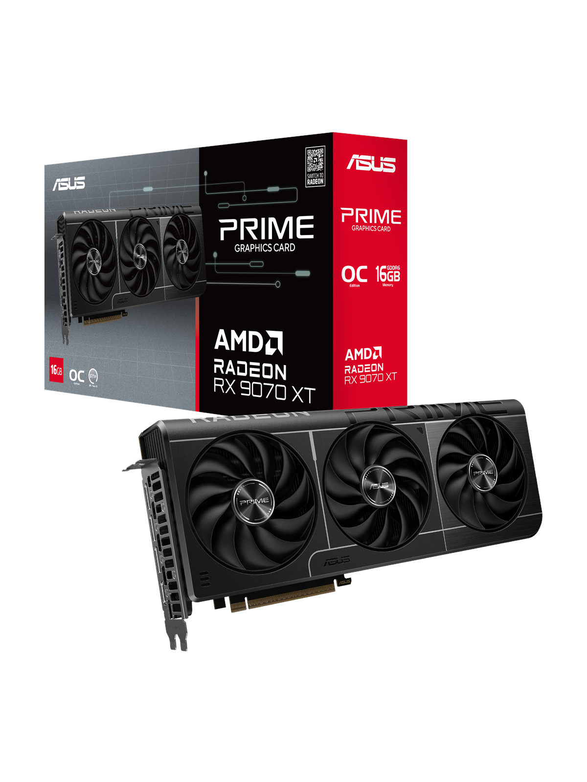 ASUS Radeon RX 9070 XT Prime OC - 16GB GDDR6 RAM - Grafikkort, Grafikkort