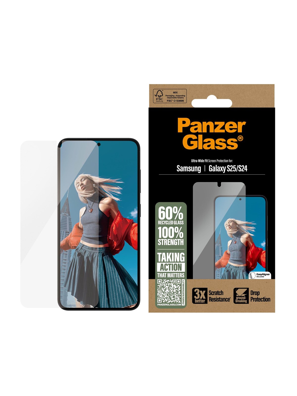 PanzerGlass Screen Protector Samsung Galaxy S25 | Ultra-Wide Fit, Beskyttelsesglas