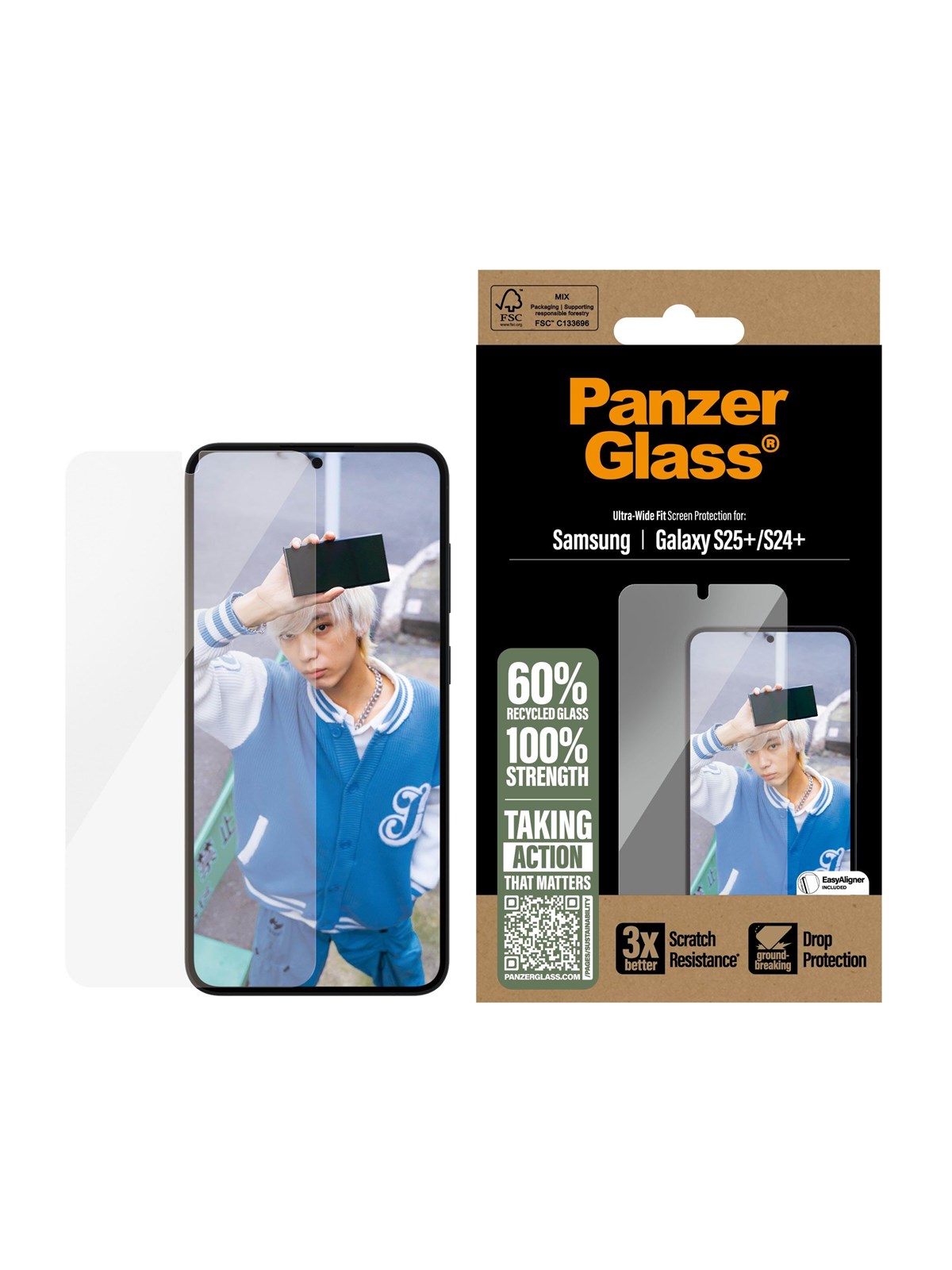 PanzerGlass Screen Protector Samsung Galaxy S25+ | Ultra-Wide Fit, Beskyttelsesglas