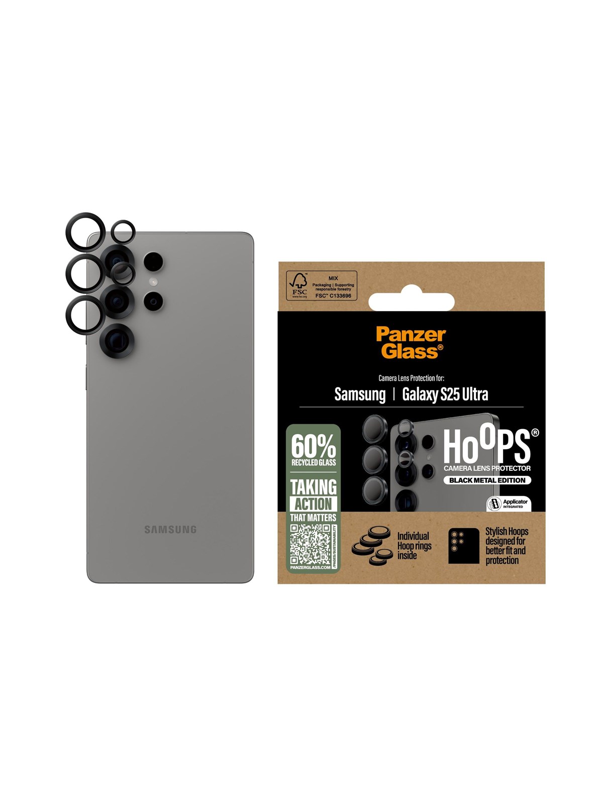 PanzerGlass Hoops Black Lens Protector Samsung Galaxy S25 Ultra, Mobil Tilbehør