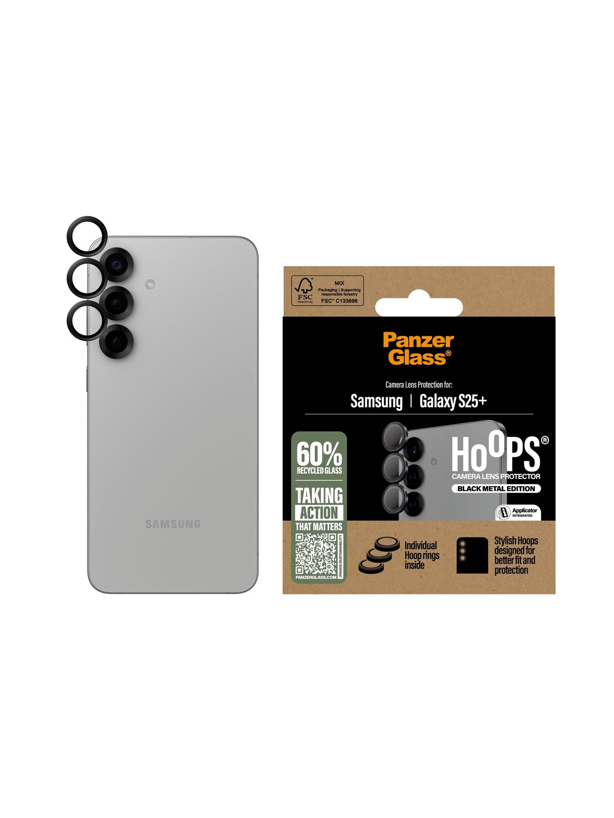 PanzerGlass Hoops Black Lens Protector Samsung Galaxy S25+, Mobil Tilbehør