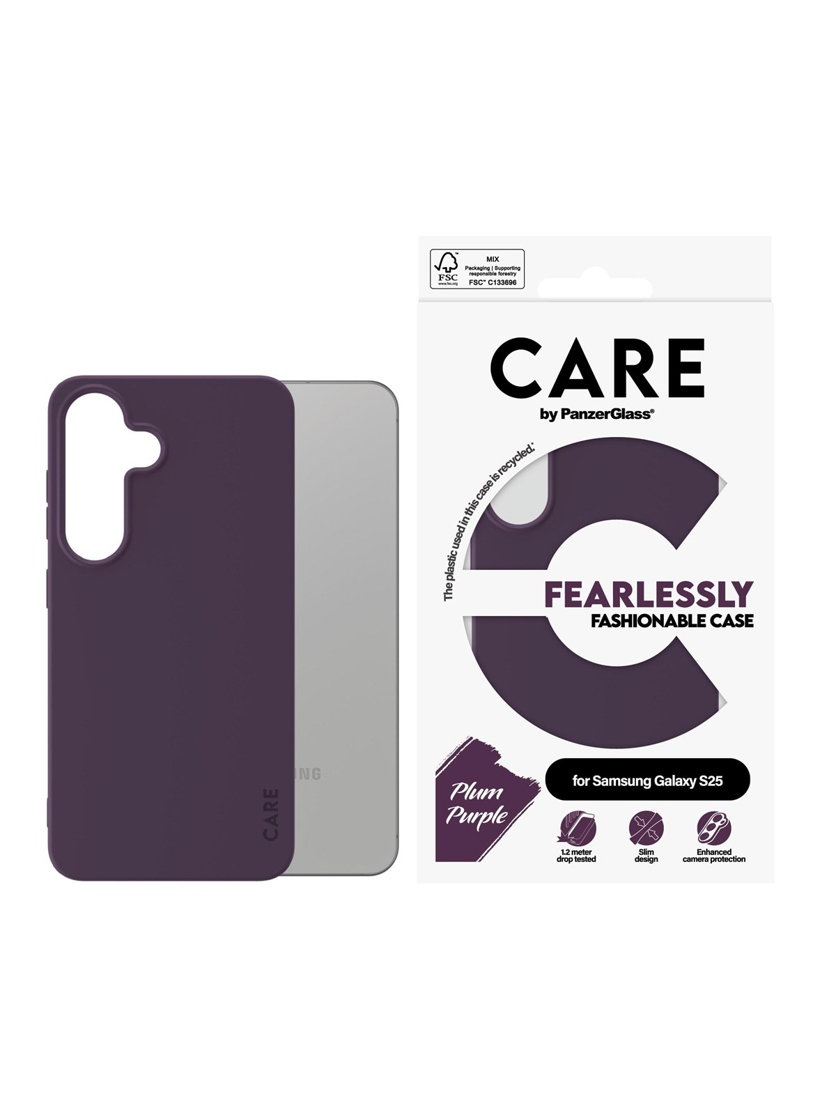 CARE by PanzerGlass Fashionable Case Plum Purple Samsung Galaxy S25, Mobilcover