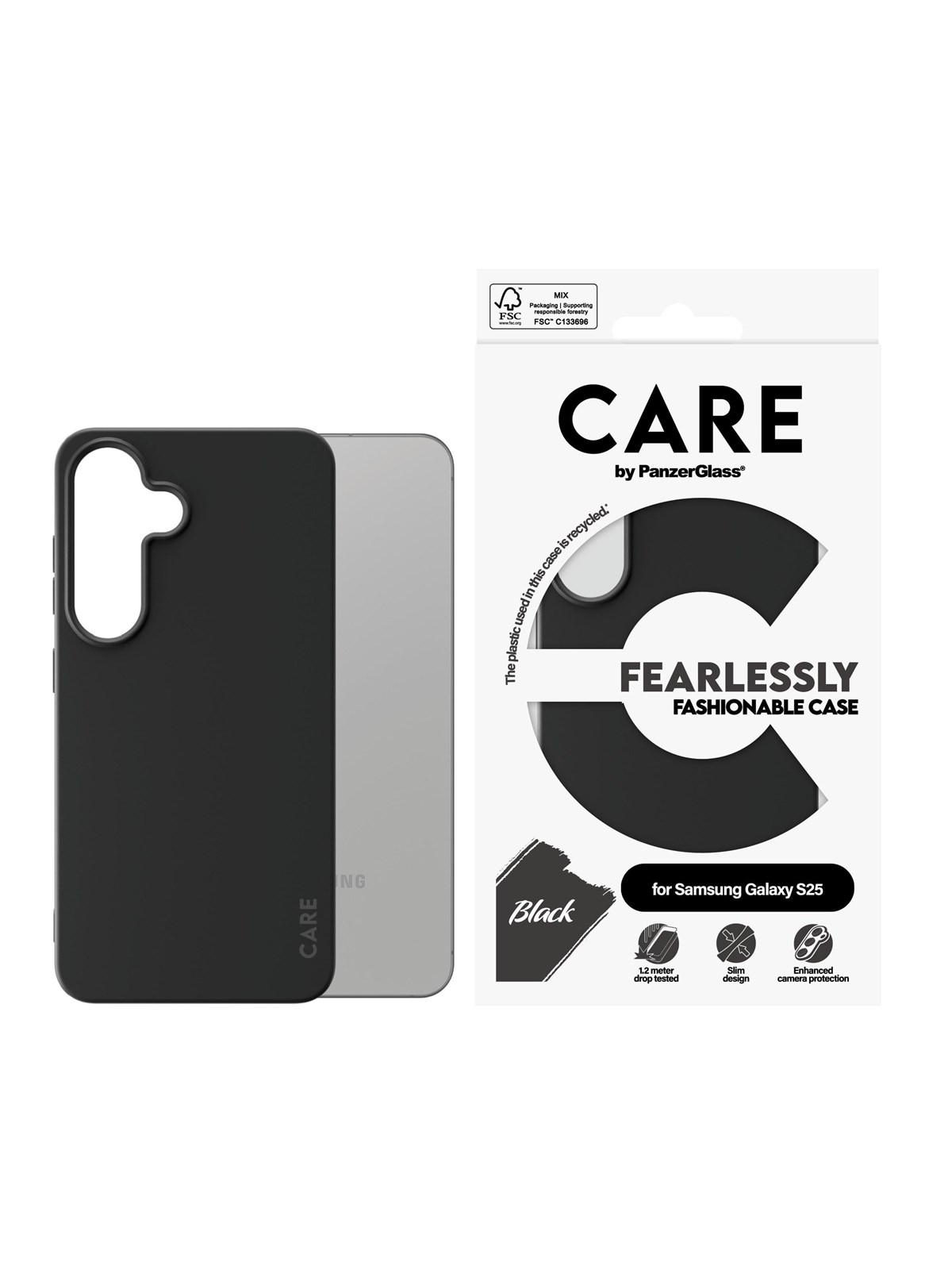 CARE by PanzerGlass Fashionable Case Black Samsung Galaxy S25, Mobilcover