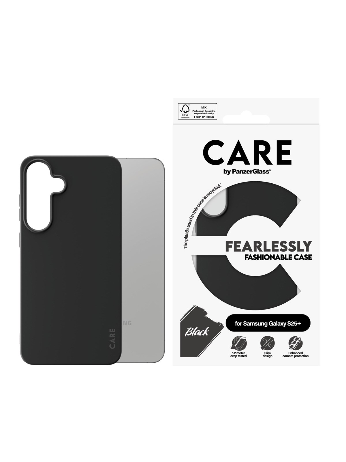 CARE by PanzerGlass Fashionable Case Black Samsung Galaxy S25+, Mobilcover