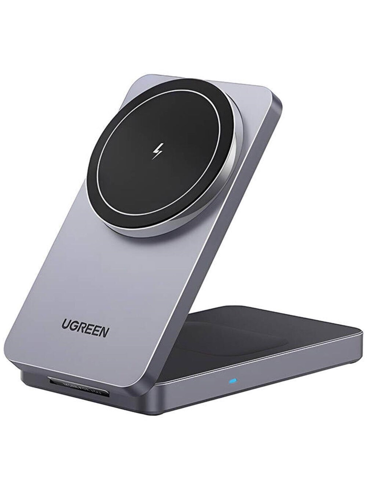 UGREEN 2-In-1 Magnetic Wireless Charger Grey, Mobil Oplader