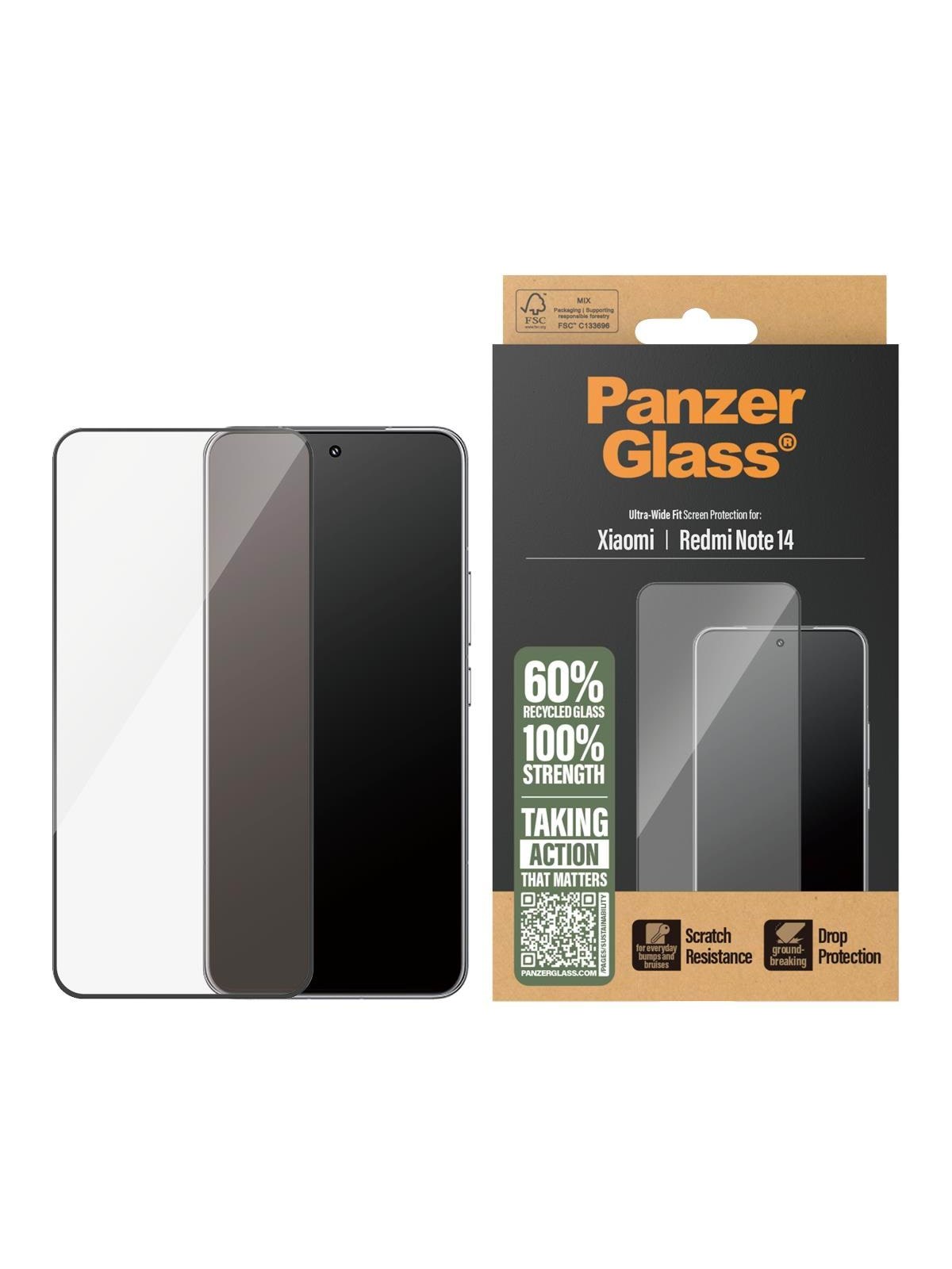 PanzerGlass Screen Protector Xiaomi Redmi Note 14 | Ultra-Wide Fit, Beskyttelsesglas