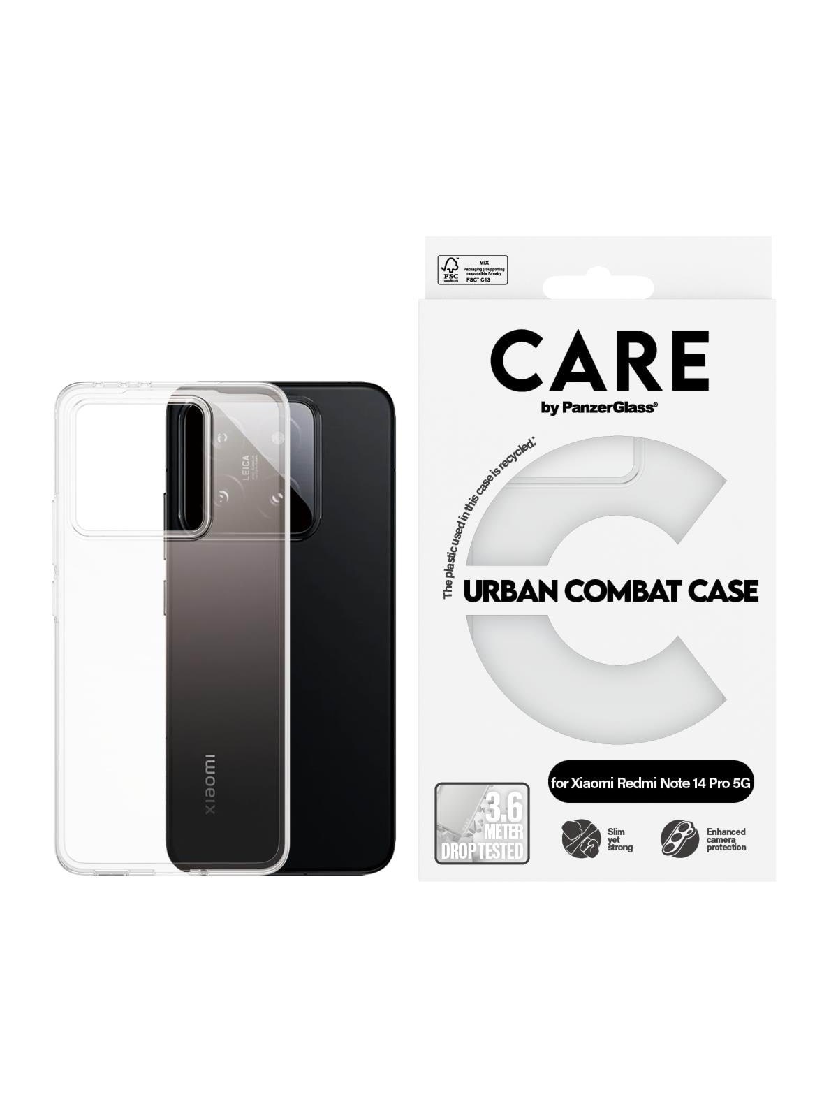 CARE by PanzerGlass Flagship Case Transparent Urban Combat w. Clear Frame Xiaomi Redmi Note 14 Pro | 14 Pro+ 5G
