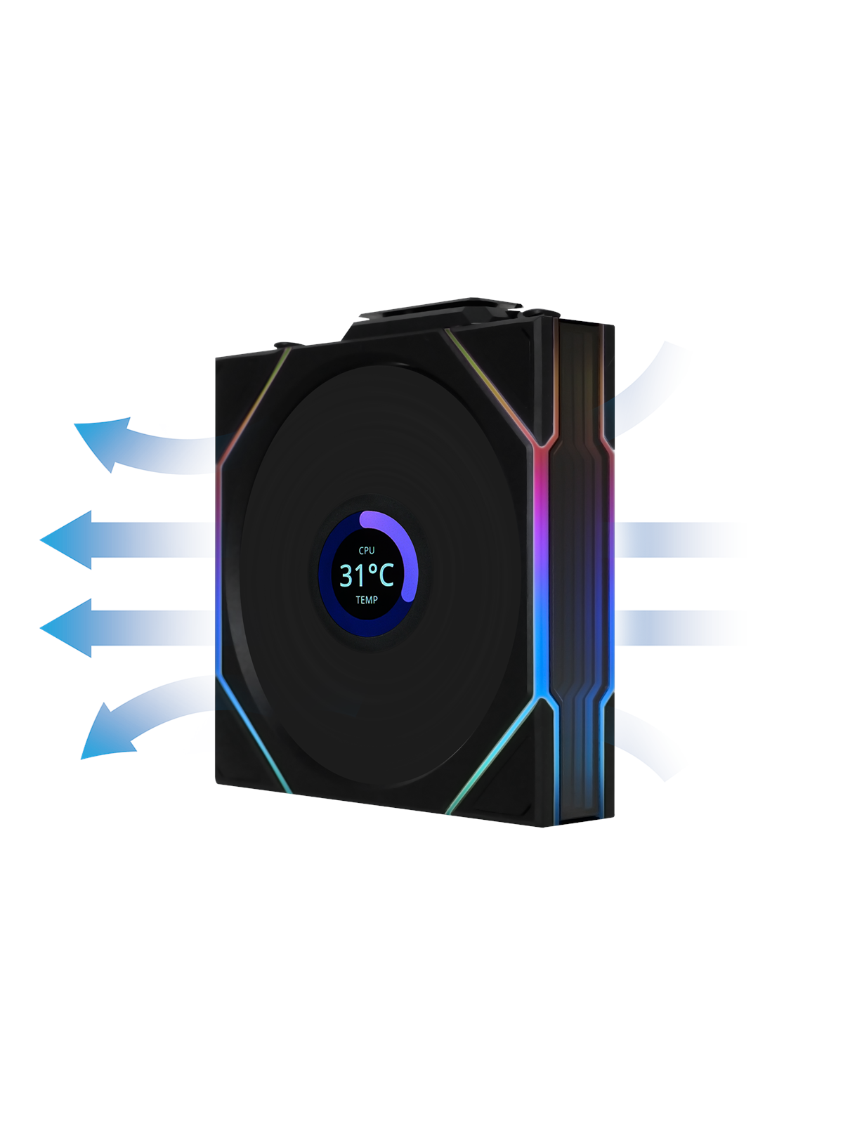 Lian Li UNI FAN TL Wireless LCD Reverse - Kabinet køler - 120mm - Sort med RGB LED lys - 33 dBA