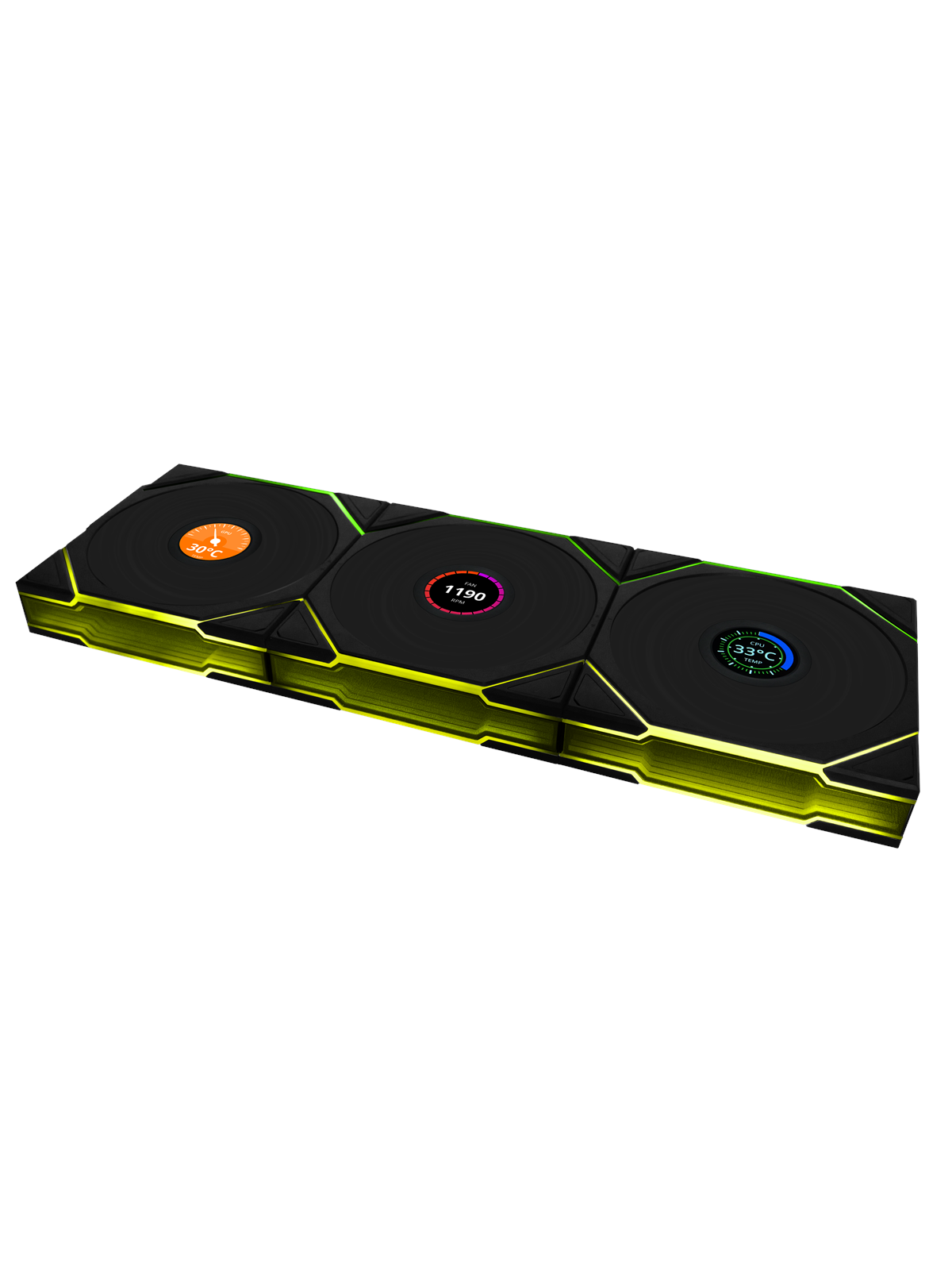 Lian Li UNI FAN TL Wireless LCD Reverse 3 pack - Kabinet køler - 120mm - Sort med RGB LED lys - 33 dBA