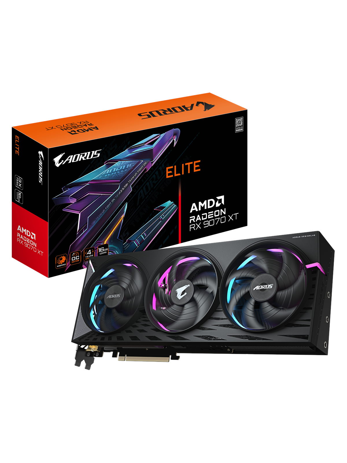 GIGABYTE Radeon RX 9070 XT AORUS Elite - 16GB GDDR6 RAM - Grafikkort, Grafikkort