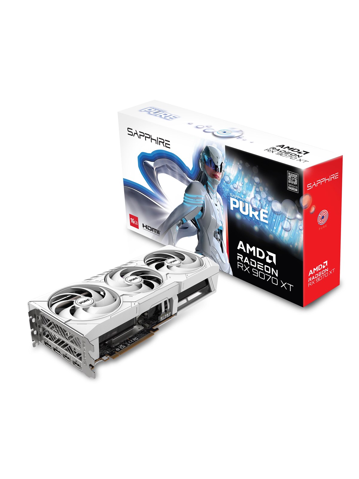 Sapphire Radeon RX 9070 XT Pure OC - 16GB GDDR6 RAM - Grafikkort, Grafikkort