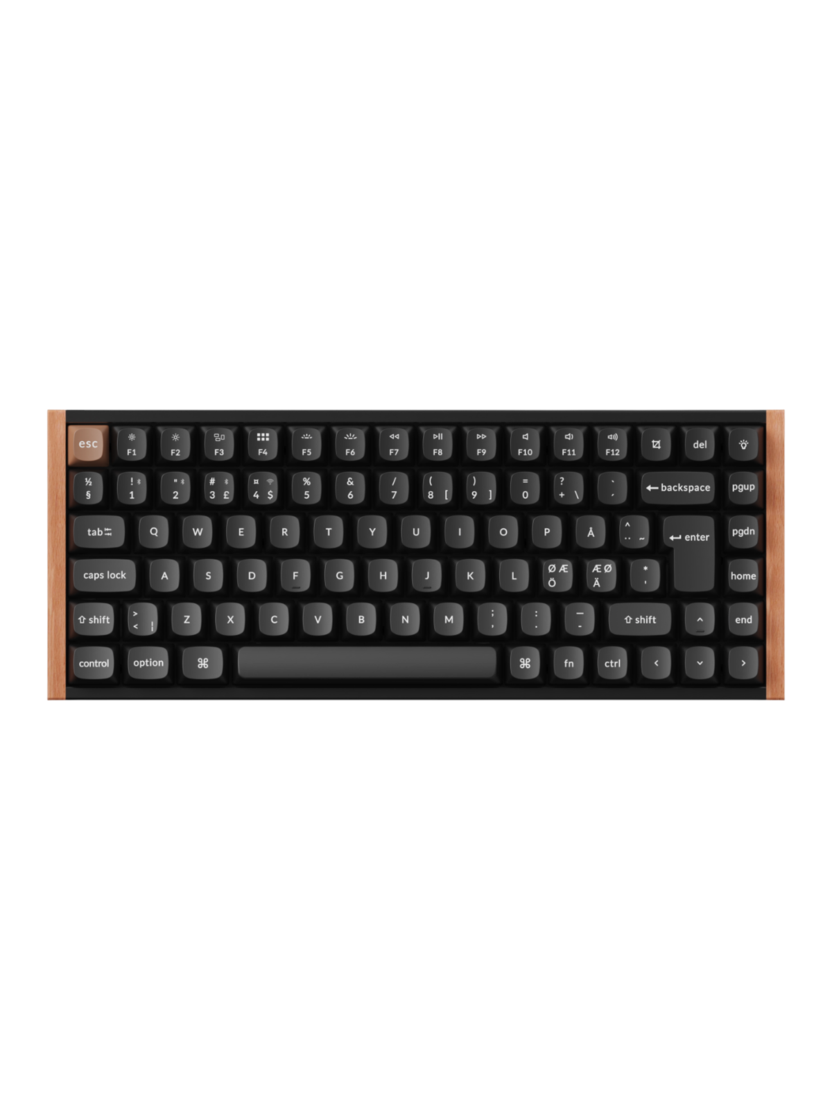 Keychron K2 HE SE Wireless Tri-Mode Hot Swap QMK Gateron 2.0 Purple Magnetic Switch Wood Black - Gaming Tastatur - Nordisk - Sort