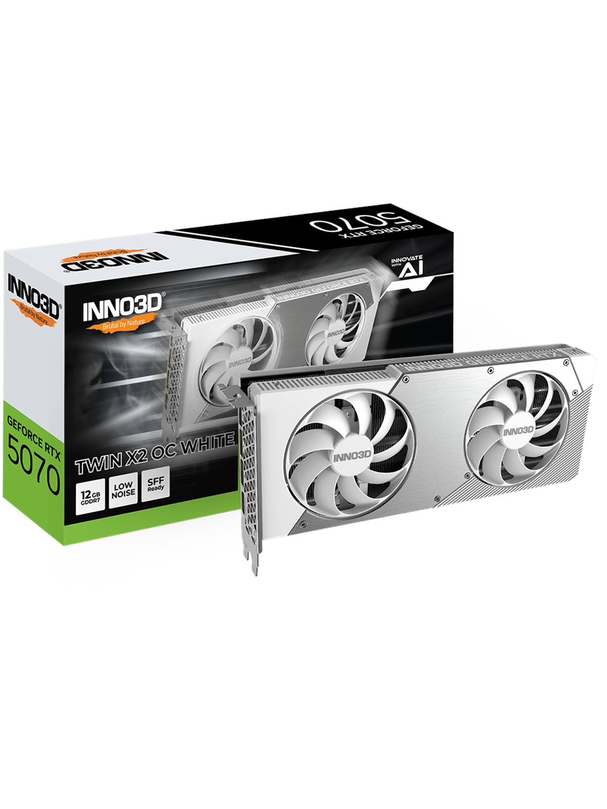 Inno3D GeForce RTX 5070 Twin X2 OC White - 12GB GDDR7 RAM - Grafikkort, Grafikkort