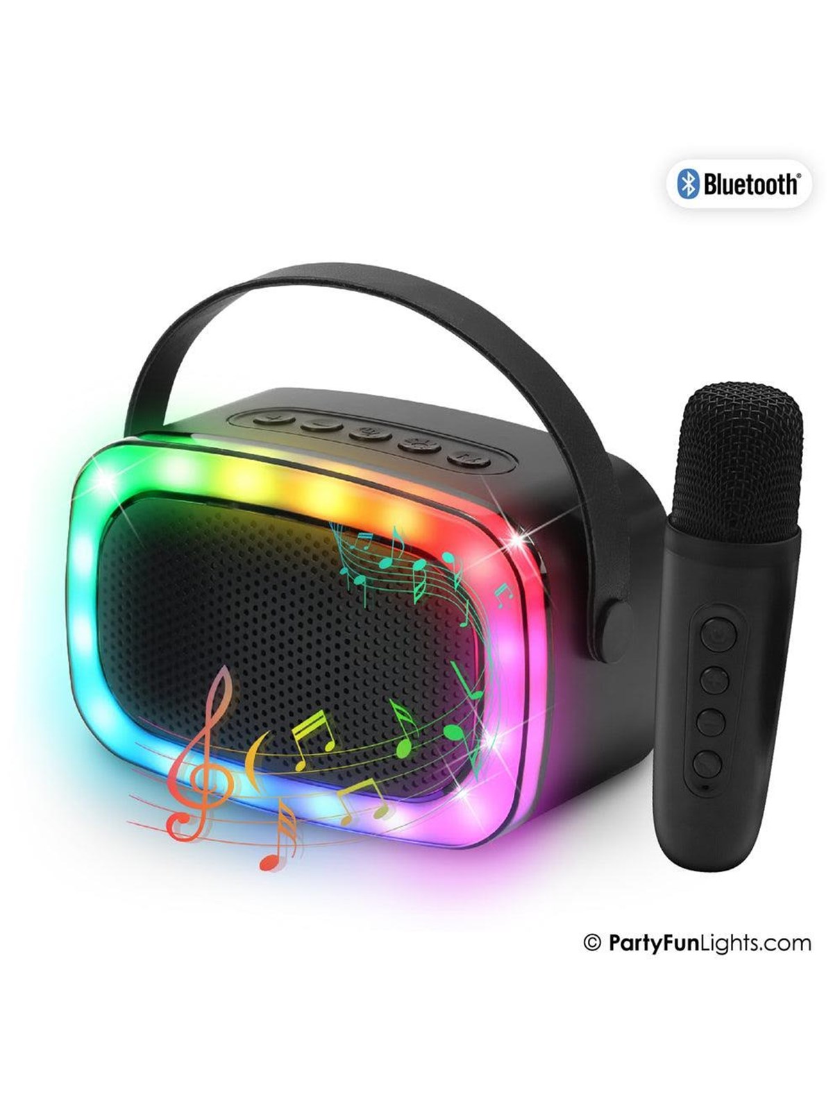 PartyFunLights Mini Karaoke højttaler med trådløs mikrofon, Musik