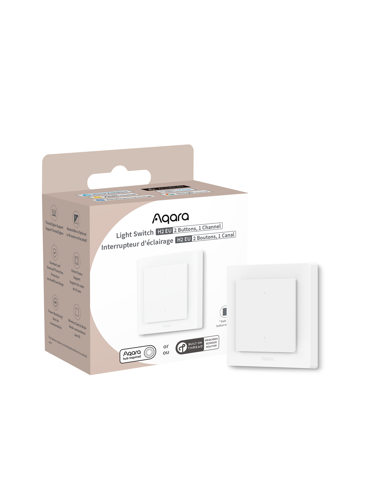 Aqara Light Switch H2 EU (2 Buttons 1 Channel), Smart Home