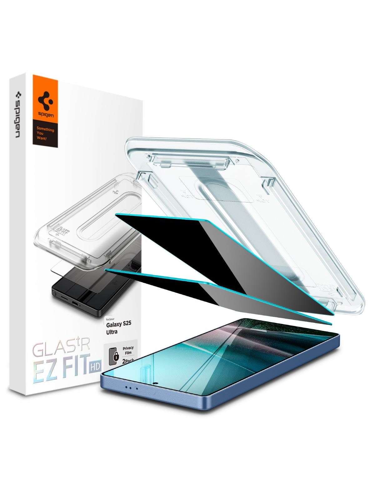 Spigen Glass tR EZ Fit HD (Privacy) 2 Pack - Samsung Galaxy S25 Ultra, Beskyttelsesglas