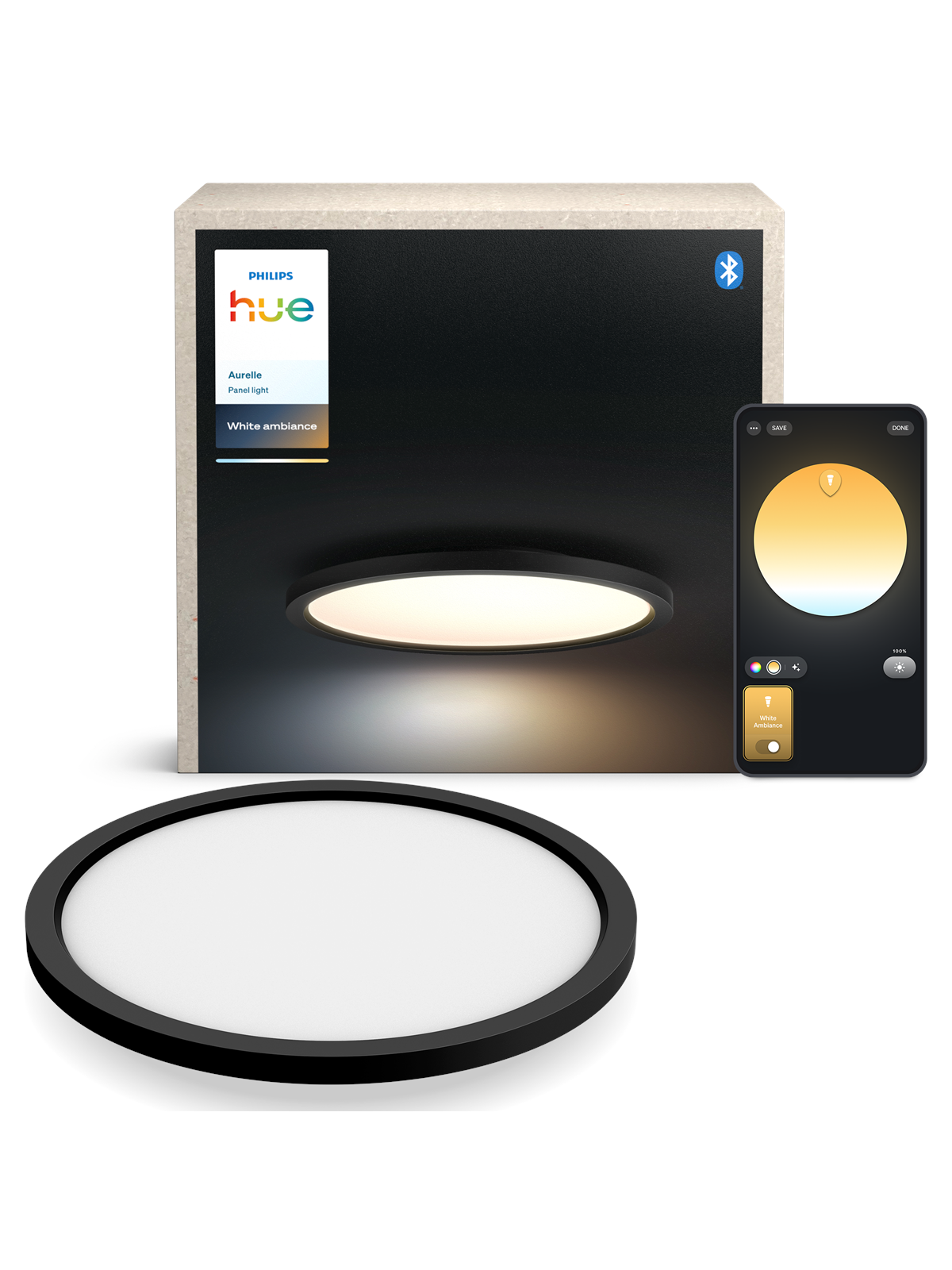 Philips Hue Aurelle panel round black, Smart Home
