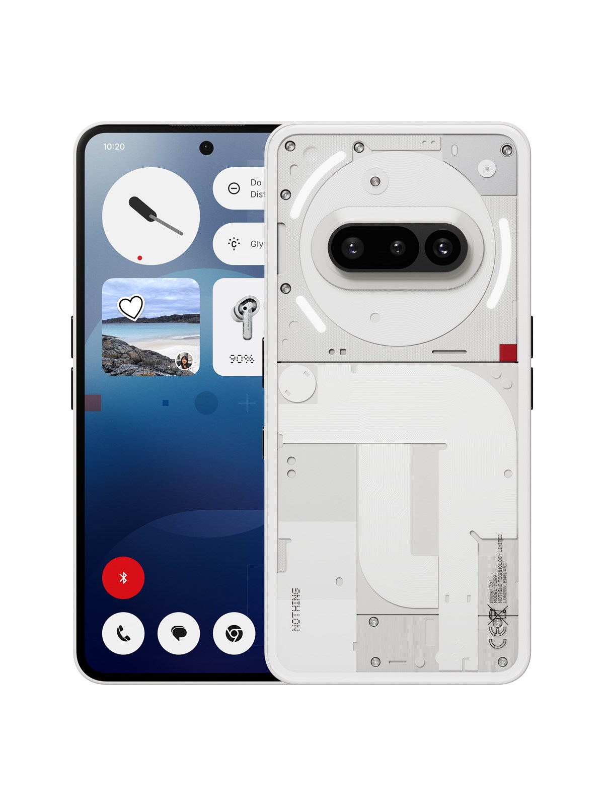 Nothing Phone (3a) 256GB/12GB - White, Mobiltelefon
