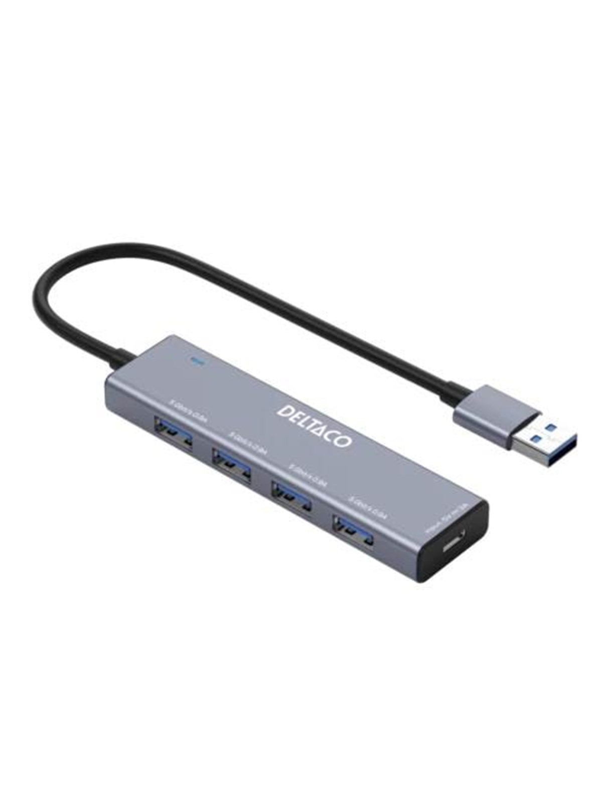 Deltaco USB-A hub - 4x USB-A Female USB hub - USB 3.0 - 4 ports - Sølv, Usb Hub