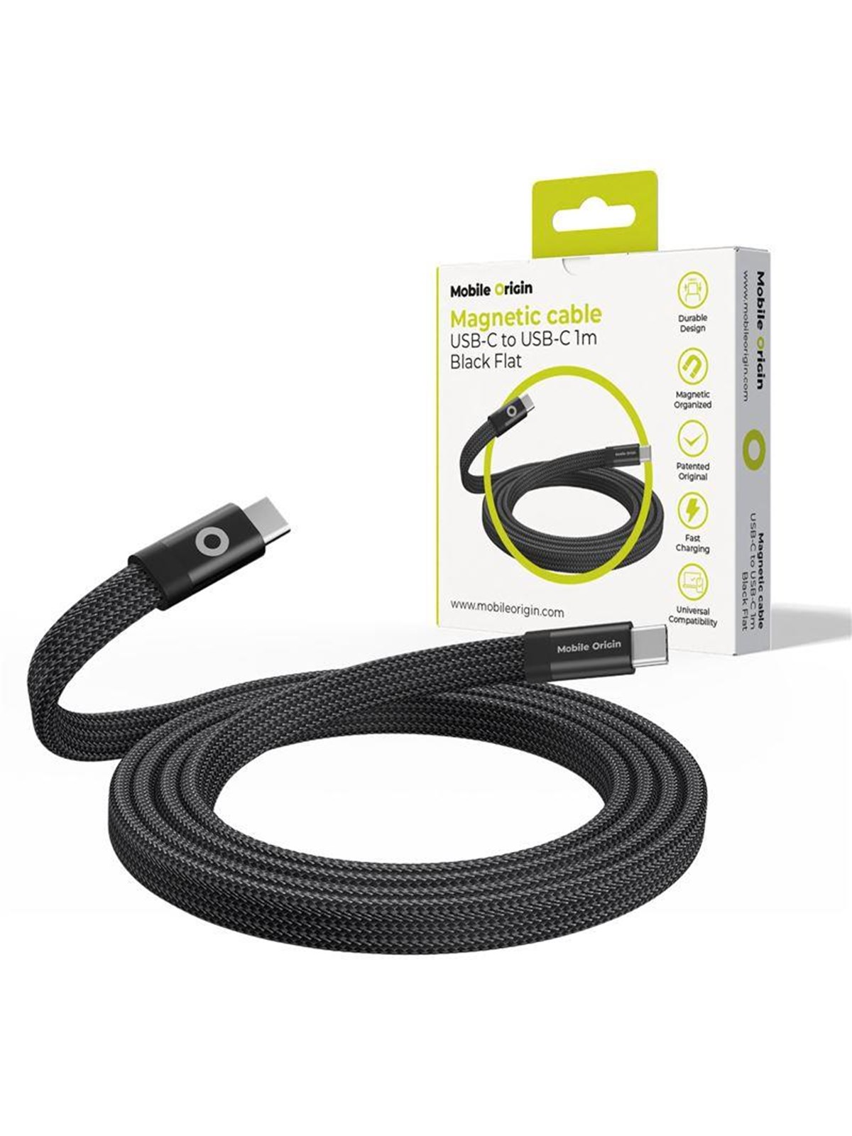 Mobile Origin Magnetic Flat Patented OriginalCable USB-C to USB-C 1m - black