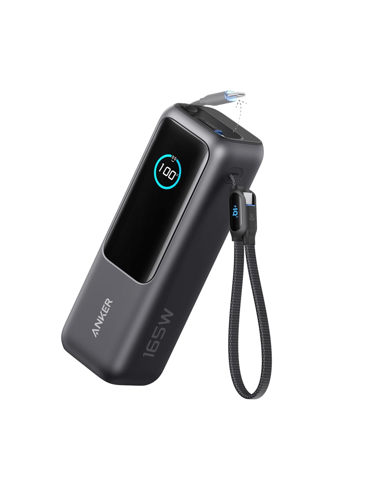 Anker Powerbank 25K 165W med indbygget USB-C-kabel Powerbank - Sort - 25000 mAh