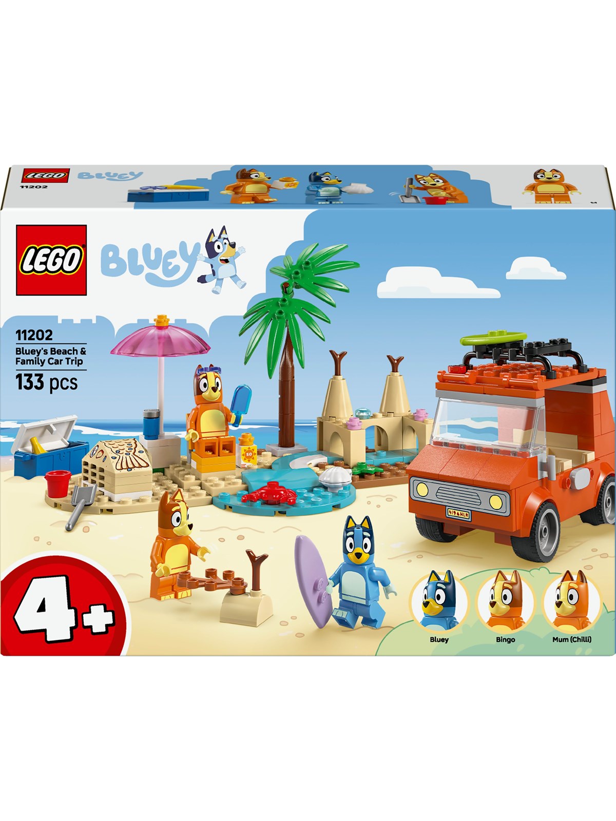 LEGO Bluey 11202 Blueys familie-biltur til stranden