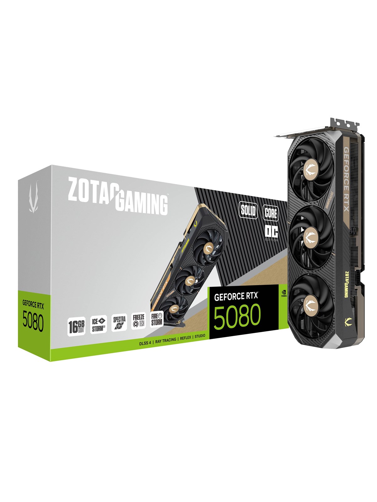 ZOTAC GeForce RTX 5080 Solid Core OC - 16GB GDDR7 RAM - Grafikkort, Grafikkort