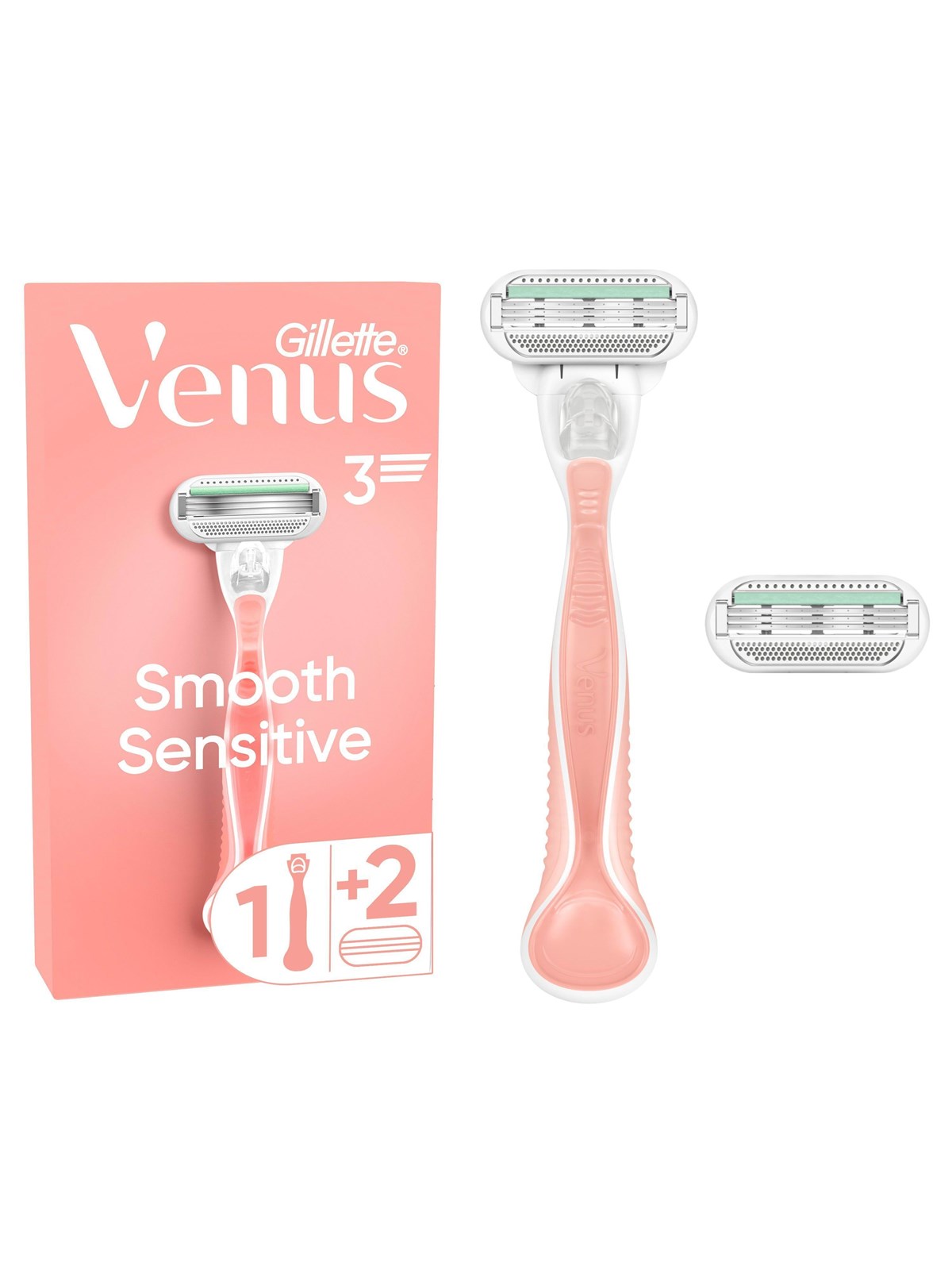 Gillette-Venus Smooth Sensitive Pink Handle + 2 refills, Barbergrej
