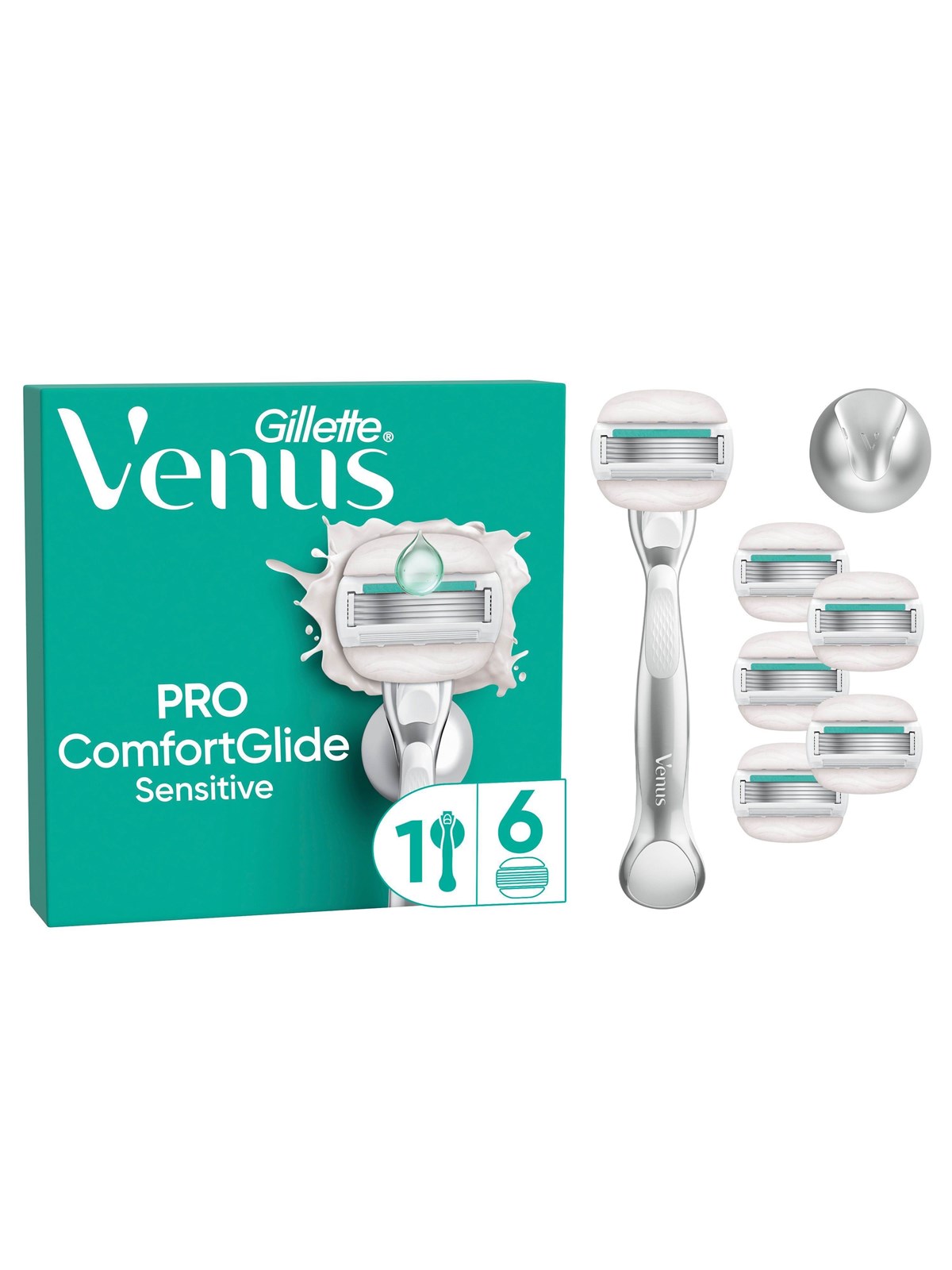 Gillette-Venus Pro CG Sensitive Handle + 6 refills + 1 hook, Barbergrej