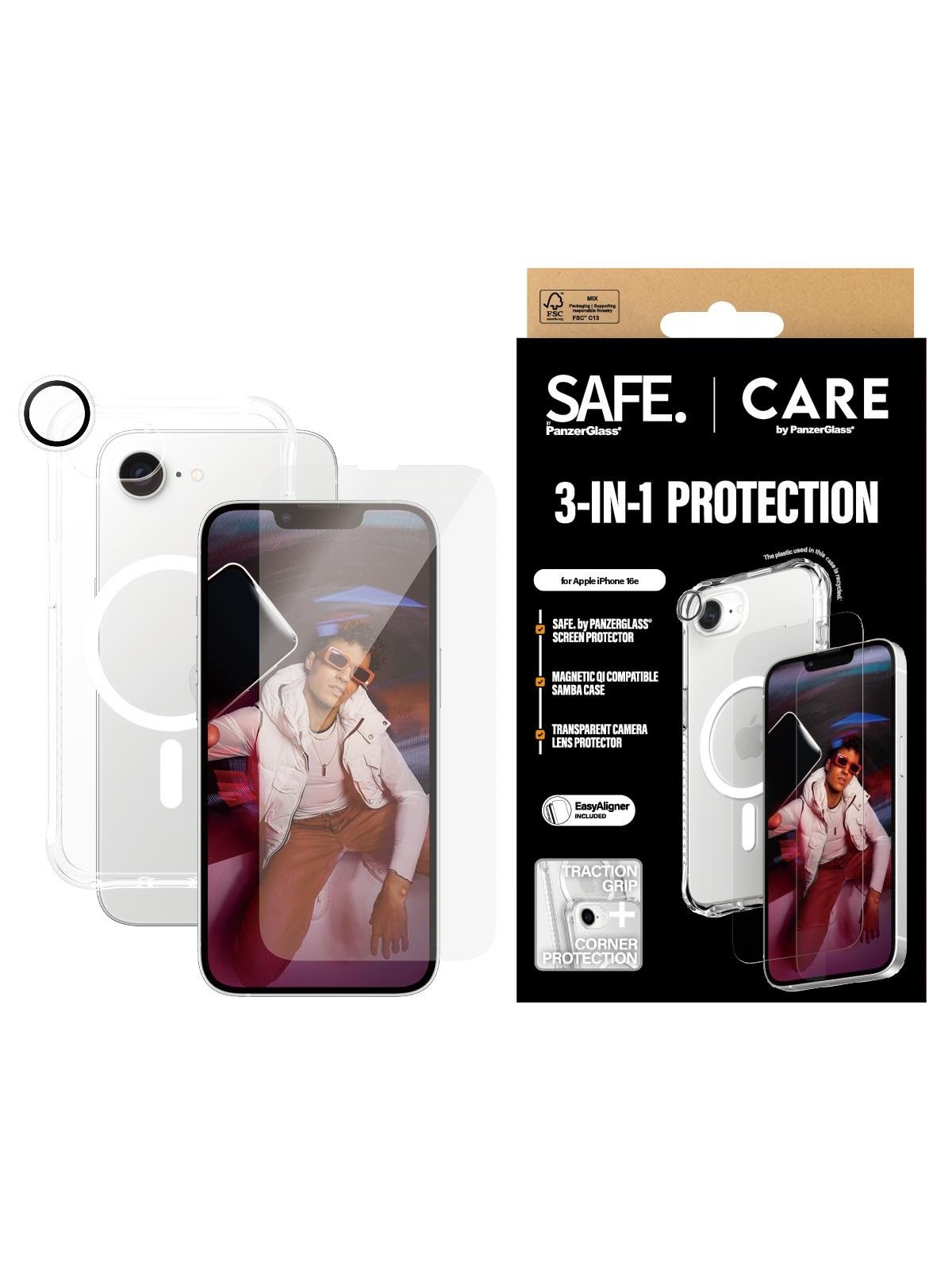 CARE by PanzerGlass 3-in-1 Fashion Bundle iPhone 17e | 16e, Beskyttelsesglas