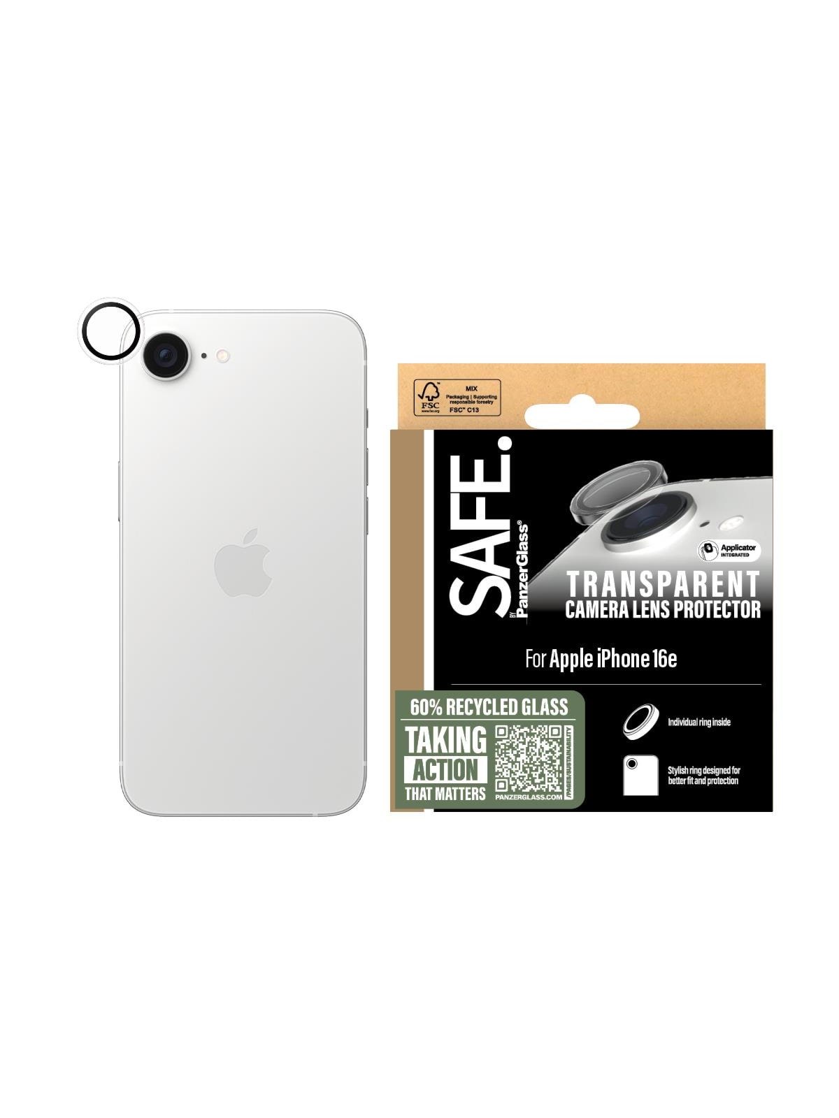 SAFE by PanzerGlass Camera Lens Protector Transparent iPhone 17e | 16e, Beskyttelsesglas