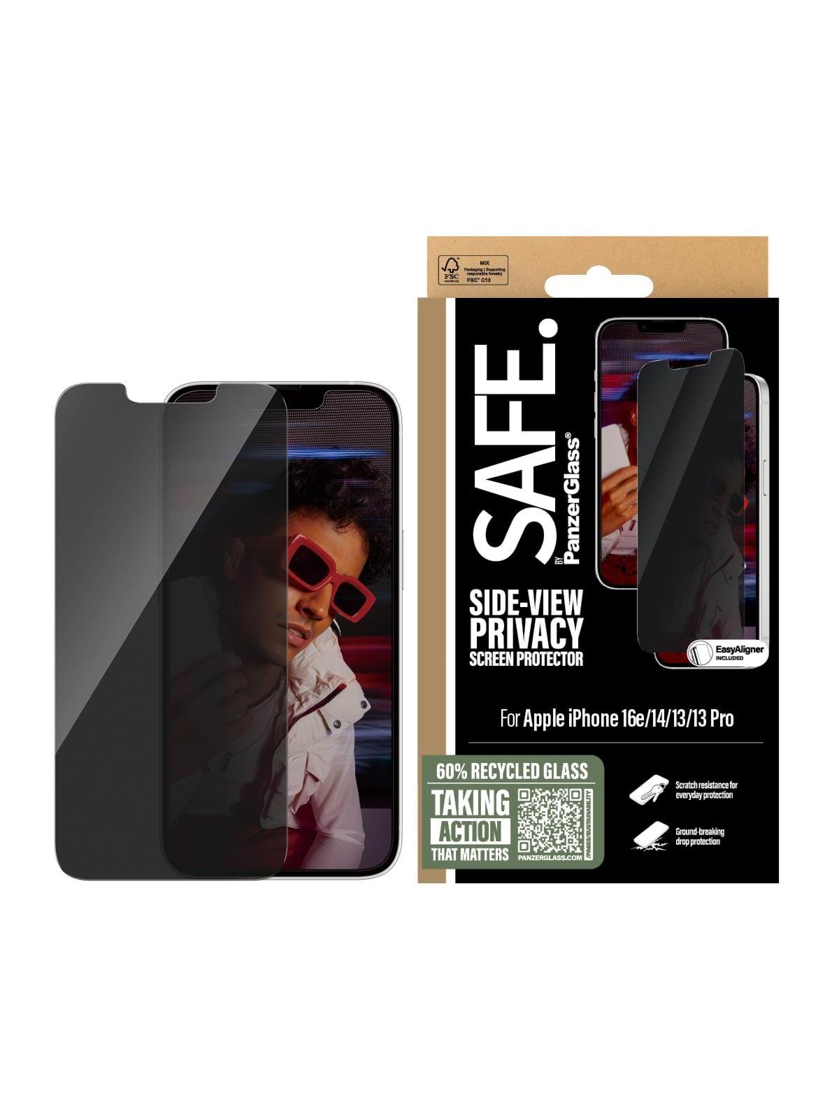 SAFE by PanzerGlass Privacy Screen Protector iPhone 17e | 16e | 14 | 13 | 13 Pro | Ultra-Wide Fit w. EasyAligner