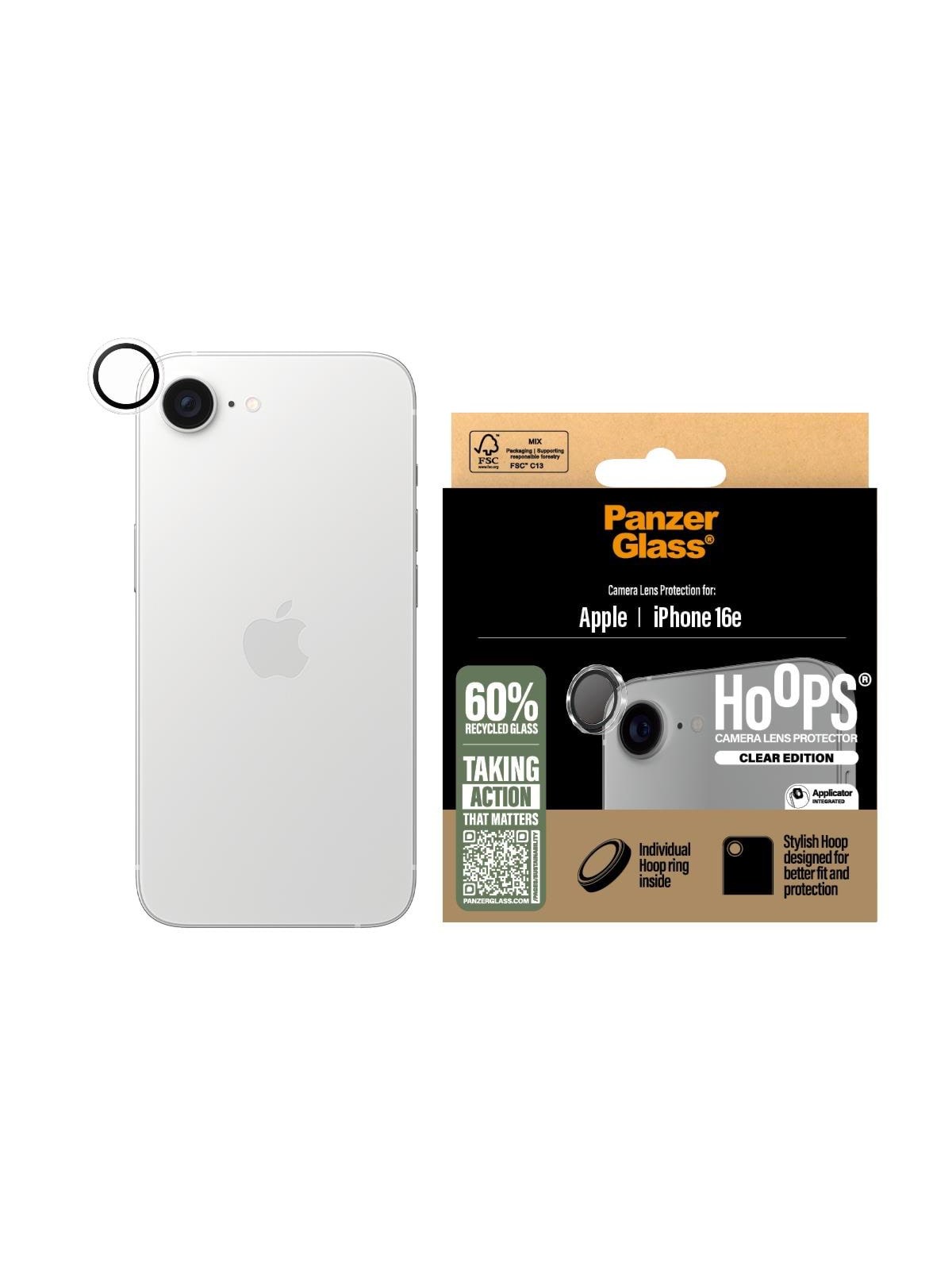 PanzerGlass Hoops Camera Lens Protector Transparent iPhone 17e | 16e, Beskyttelsesglas
