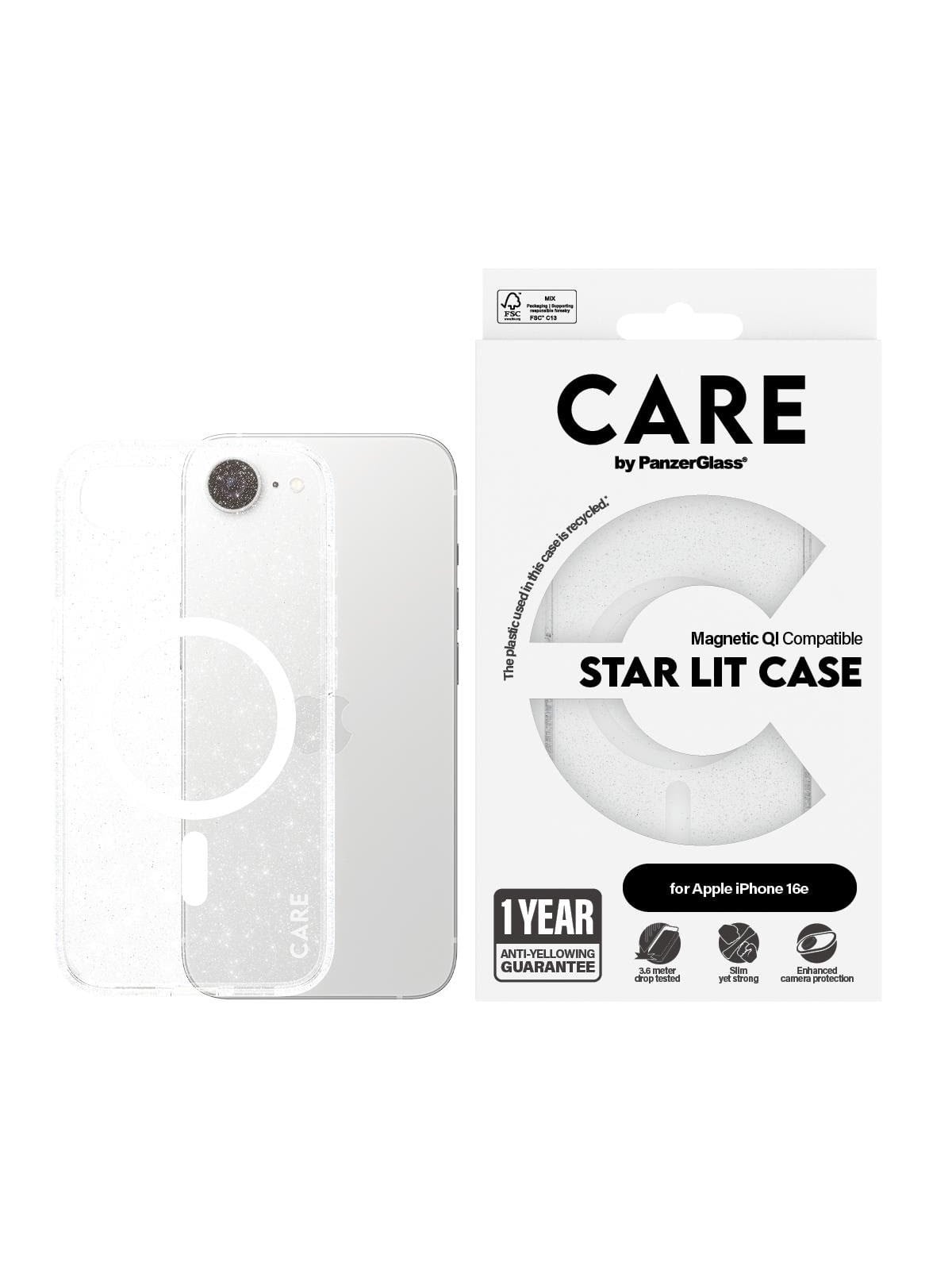 CARE by PanzerGlass Urban Combat Case Star Lit w. White Qi Compatible iPhone 17e | 16e