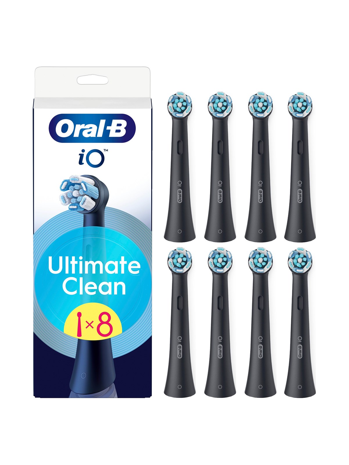 Oral-B Tandbørstehoveder iO Ultimate Clean Black - 8 pcs, El Tandbørste