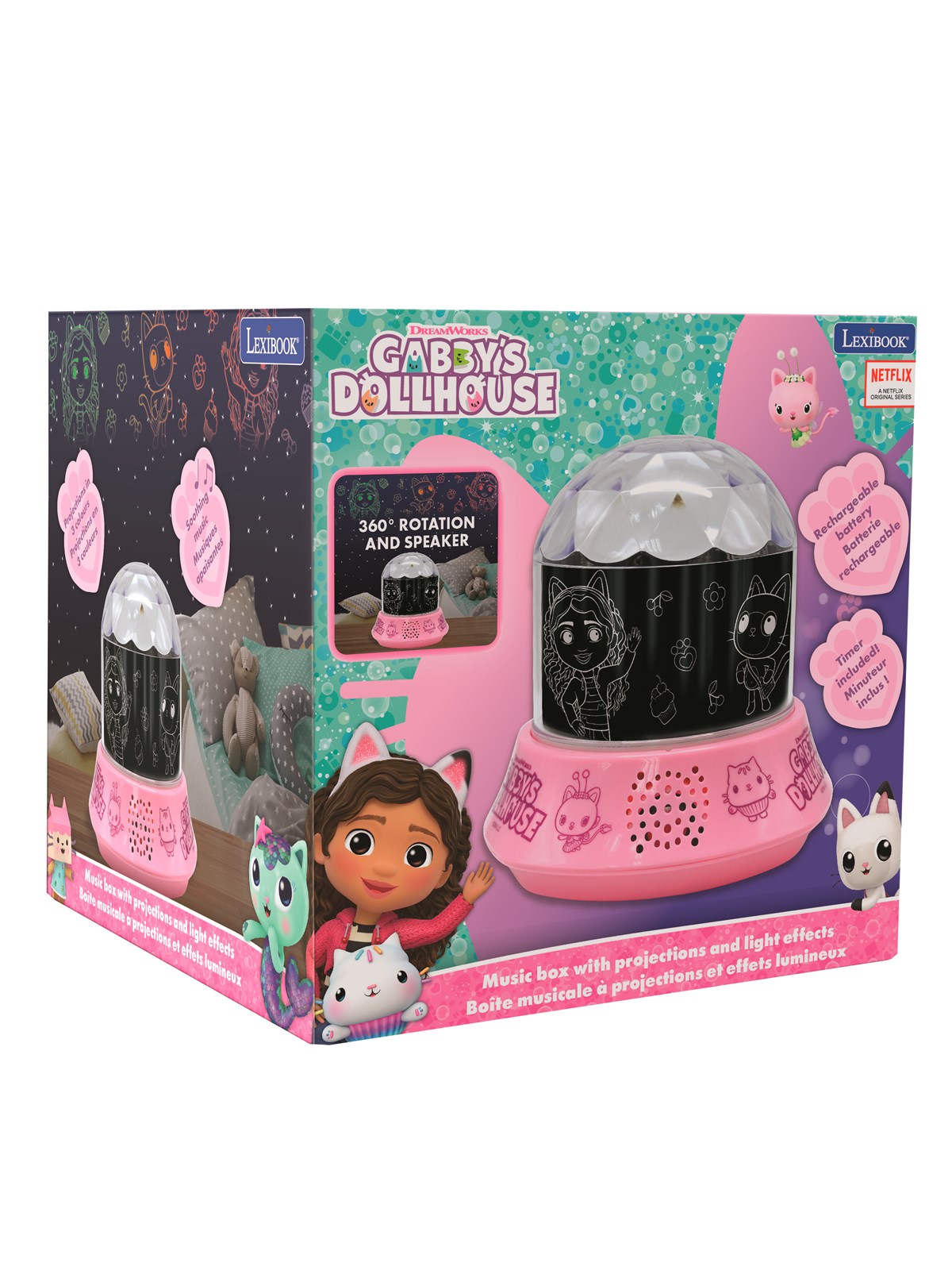 Gabby's Dollhouse Night Light Projector with Speaker, Børnelampe