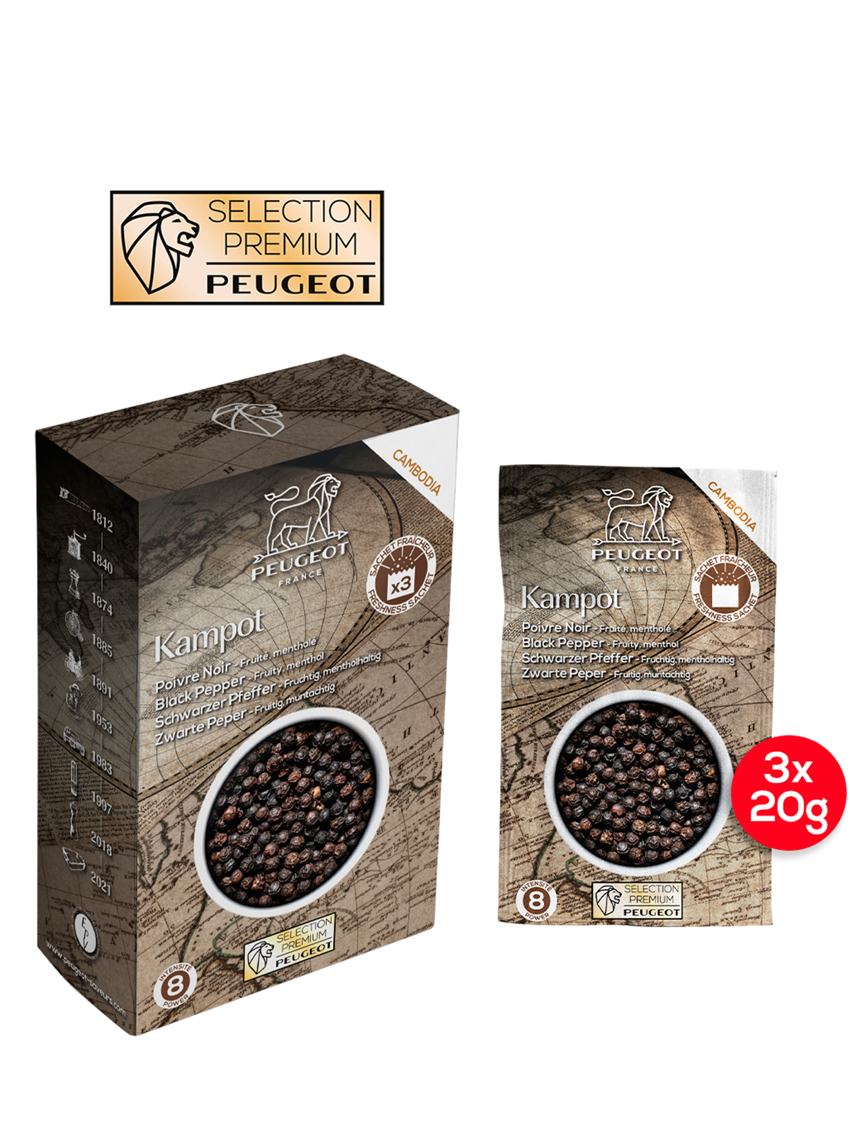 Peugeot Kampot Sort peber 60g, Køkkentilbehør