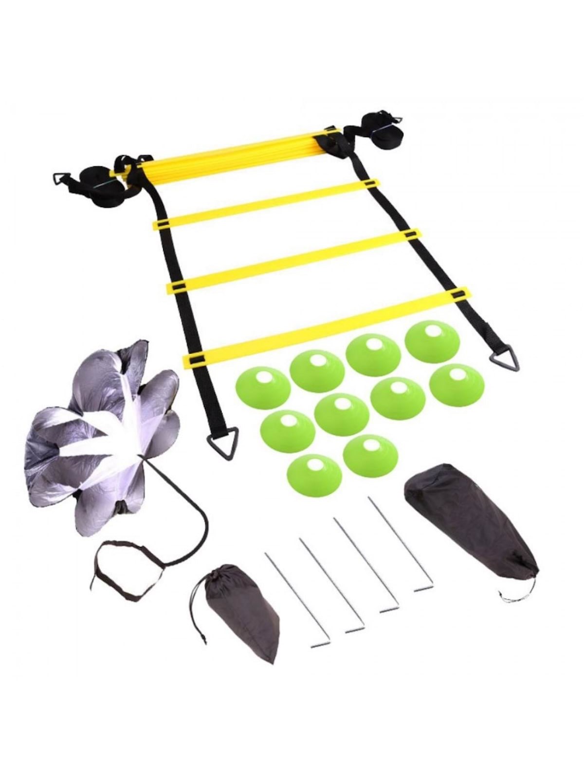 Pro Fodbold agility træningssæt: Kegler - Faldskærm - Speedladder, Gadget