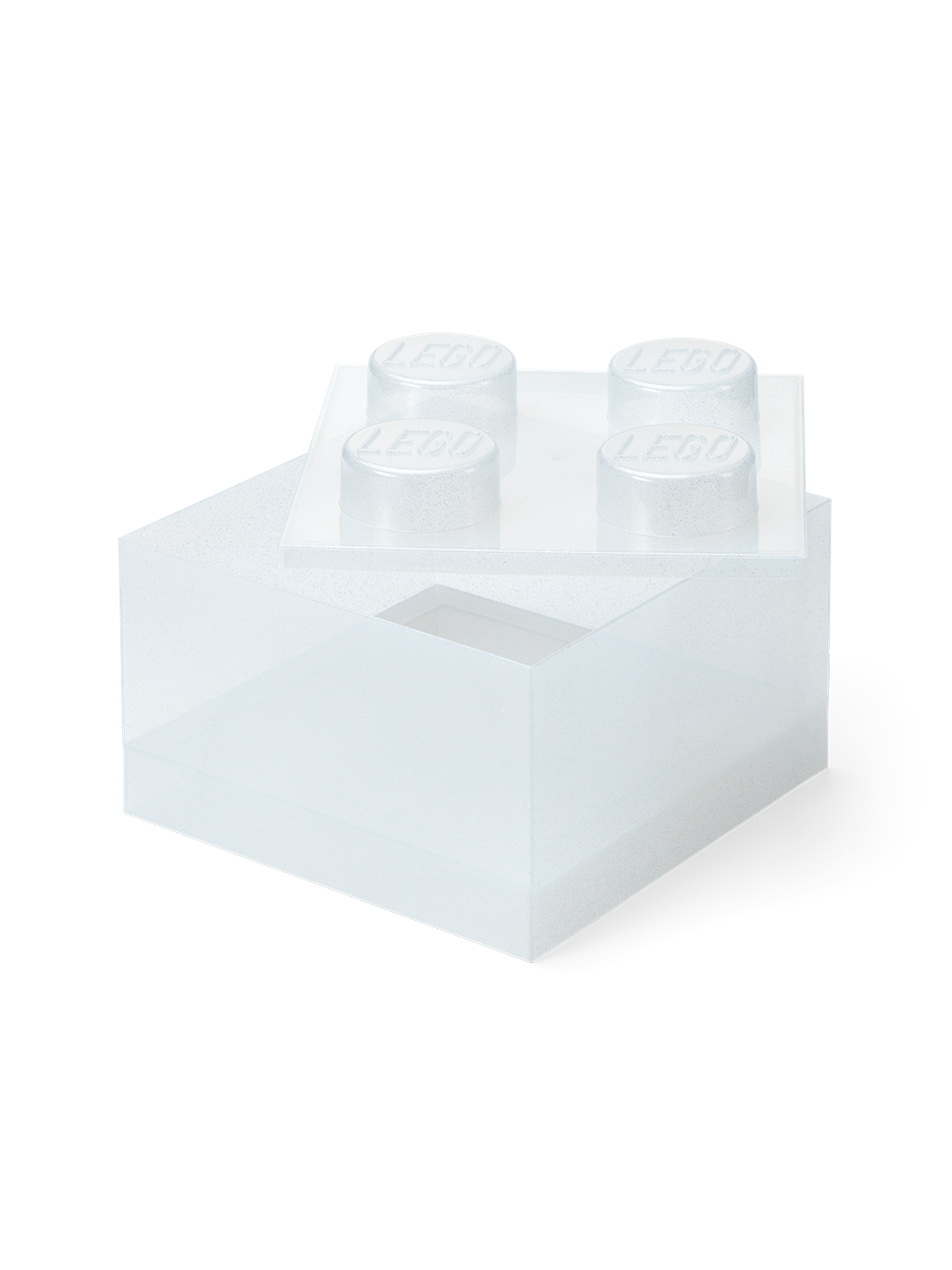 LEGO Storage Brick 4 Top Lid Glitter Translucent